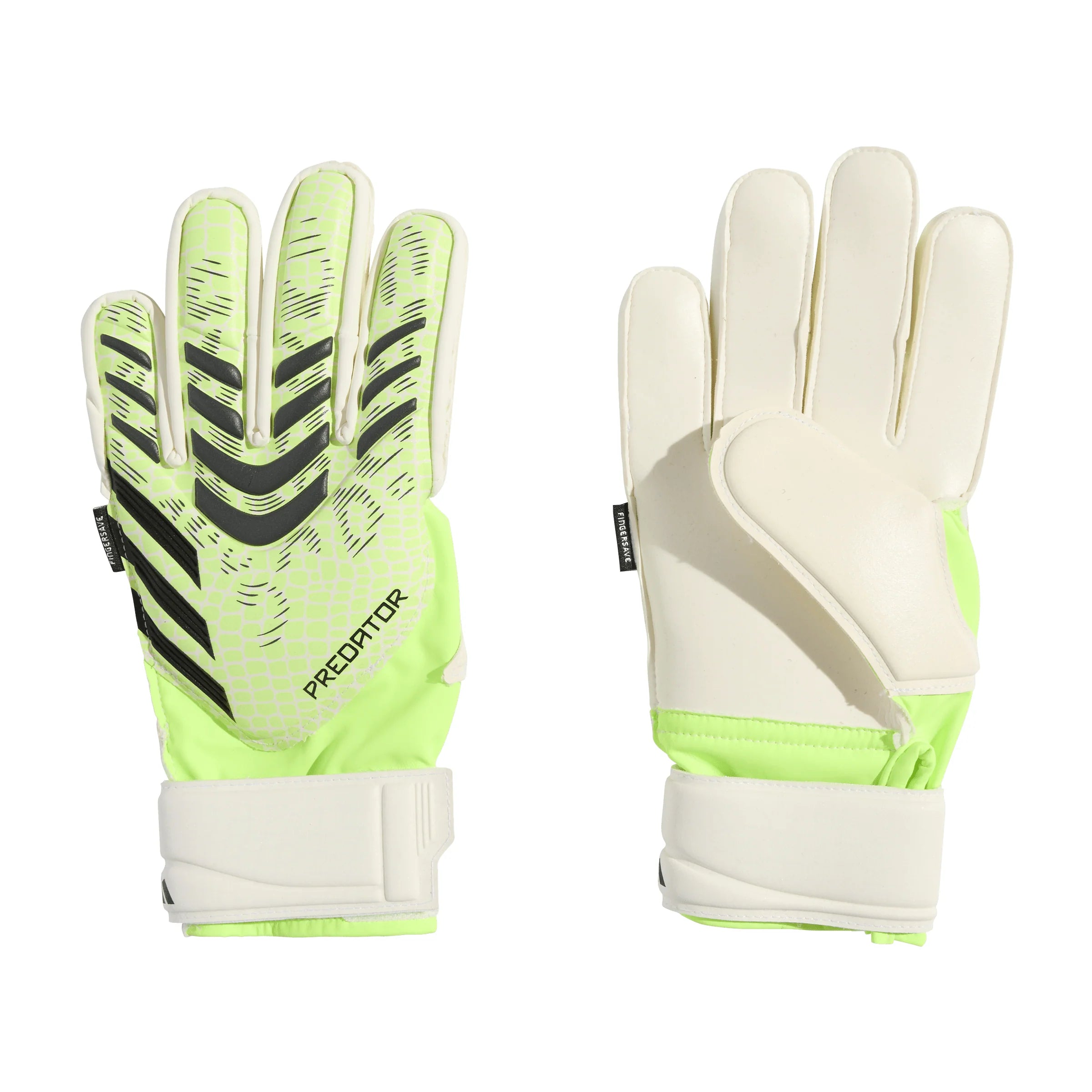 adidas Predator Match Fingersave Goalkeeper Gloves Youth Lemon White Black