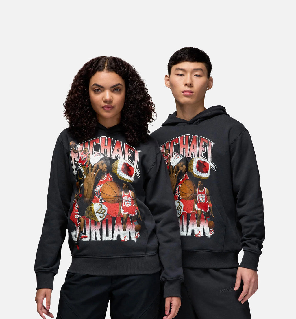 Flight Fleece 23 Michael Pullover Mens Hoodie Black Red