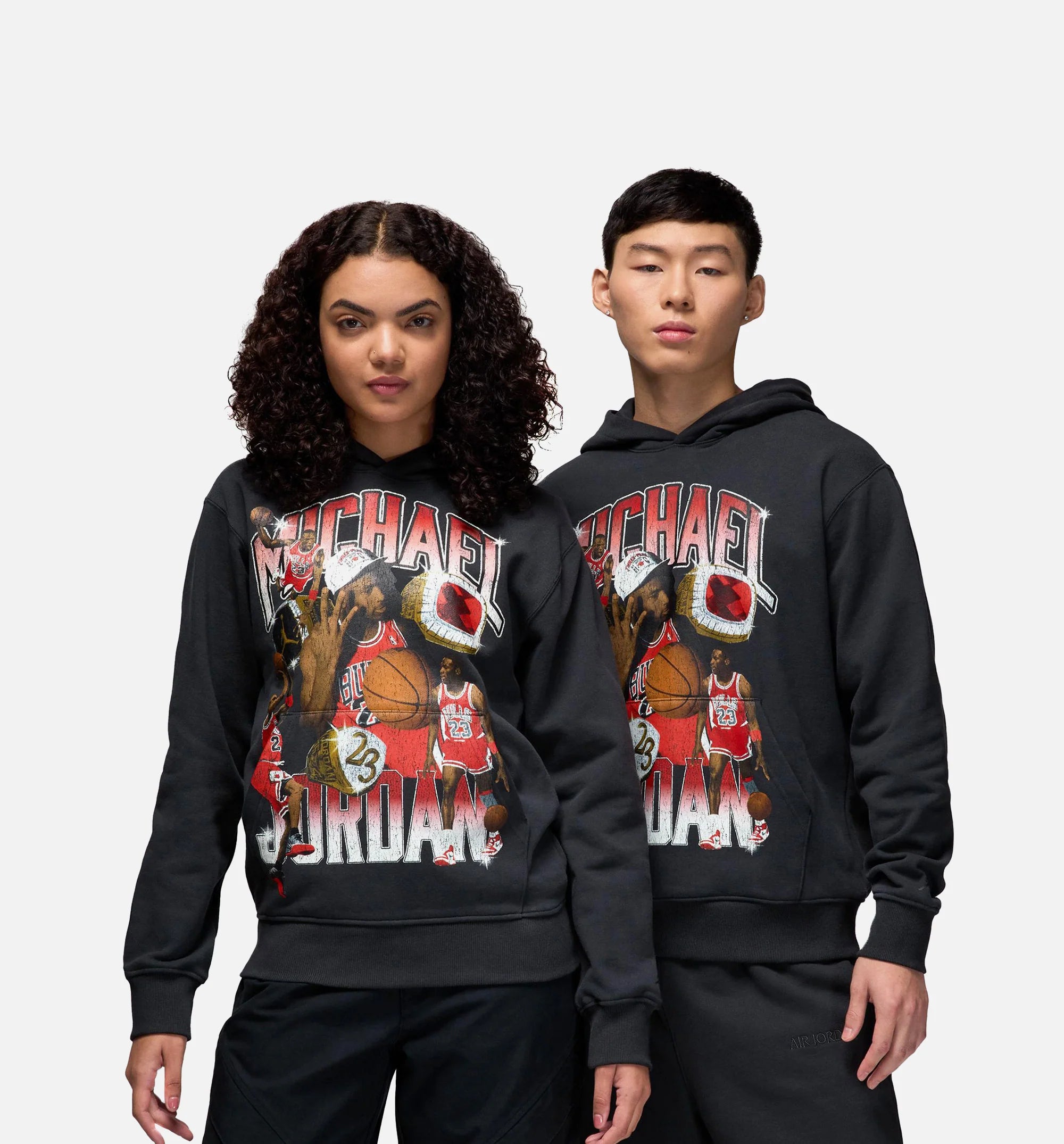 Flight Fleece 23 Michael Pullover Mens Hoodie Black Red