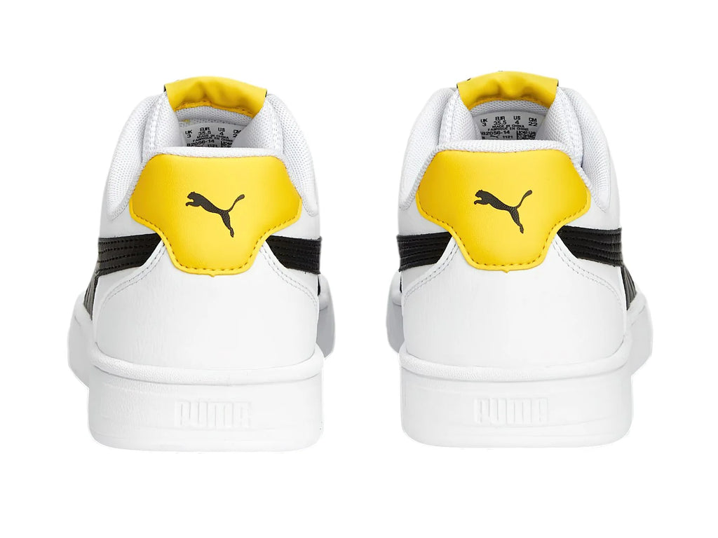 Tenis PUMA Caven JR Blanco Negro y Amarillo para Niño