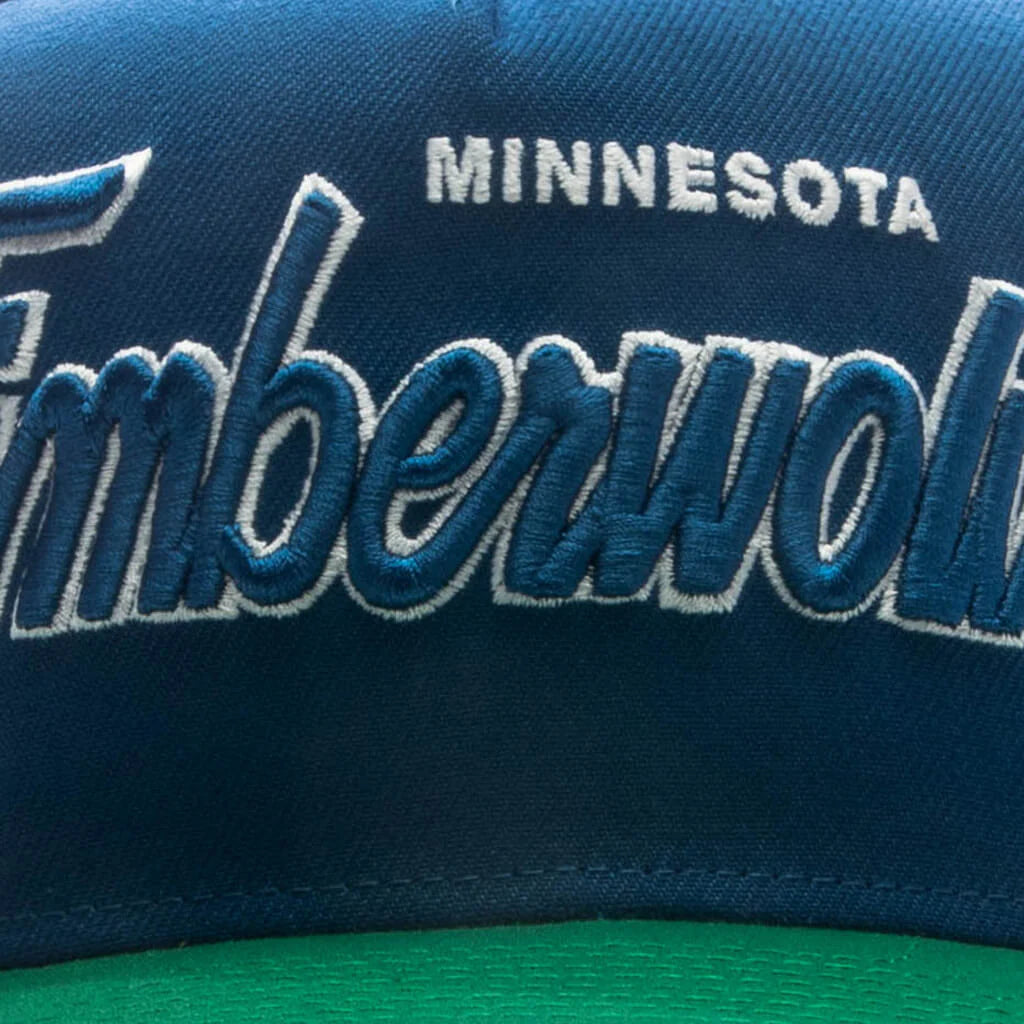 9FIFTY A Frame Curved Hardwood Classics Script Snapback Minnesota Timberwolves
