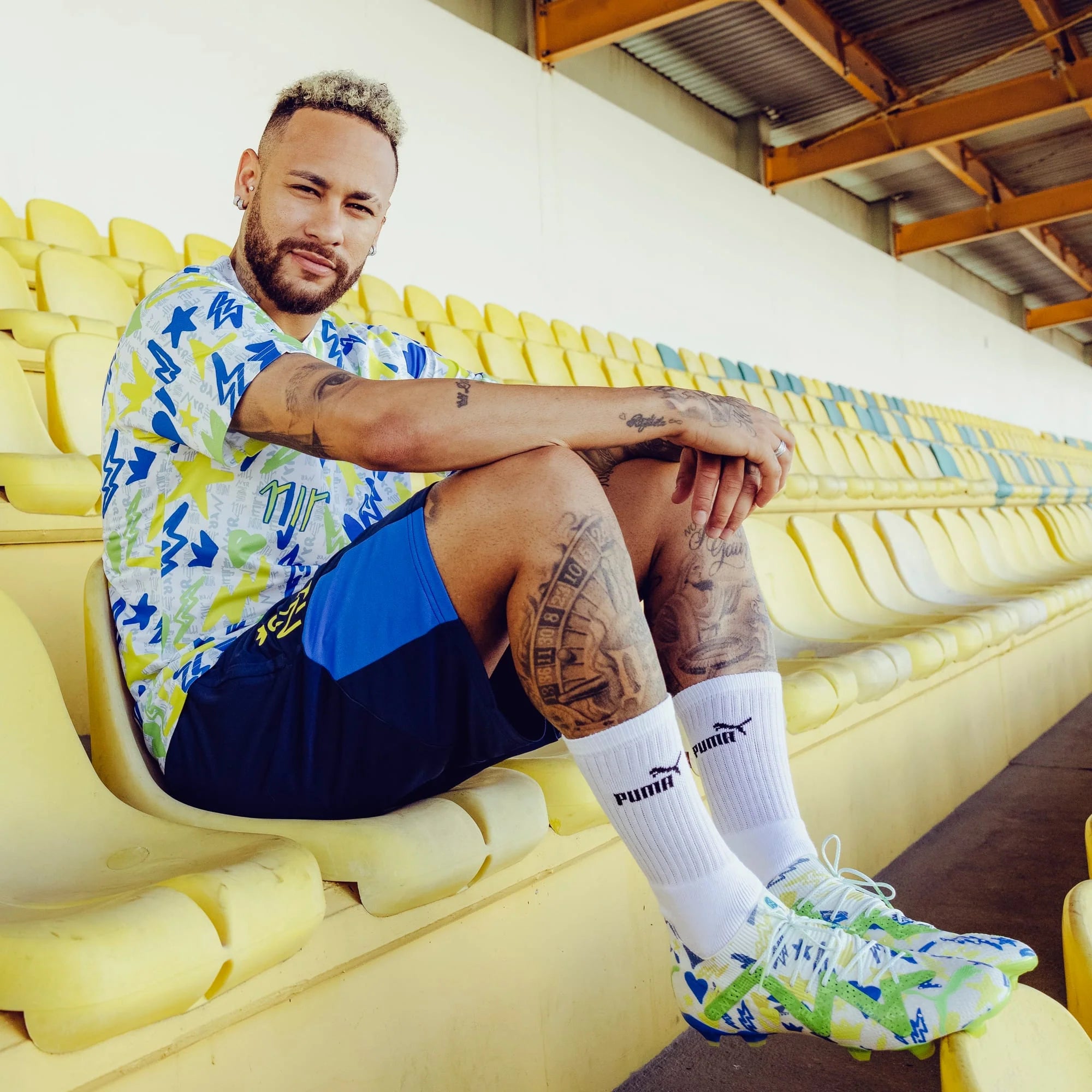 PUMA Neymar Jr Instituto Training Jersey White Blue Lemon