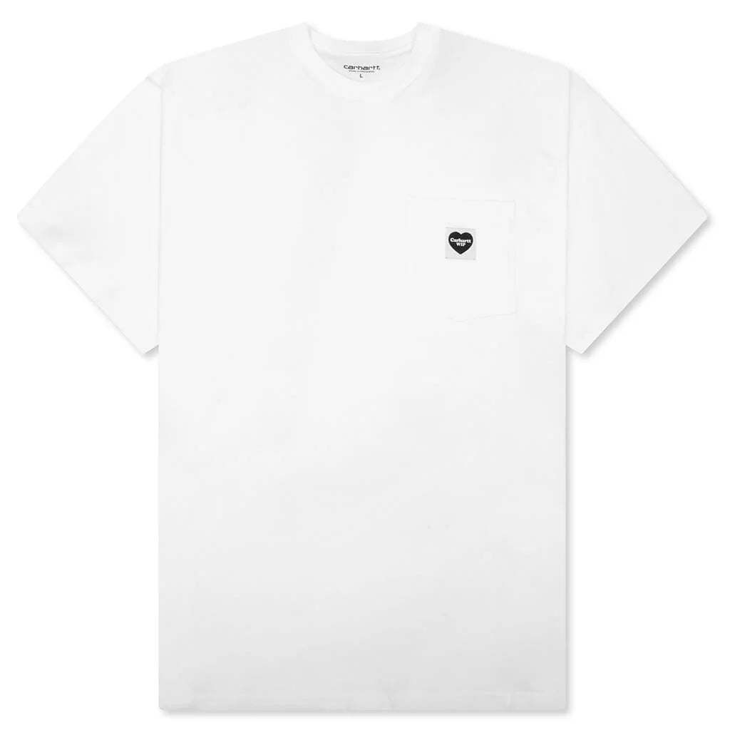 S S Pocket Heart T Shirt White Black