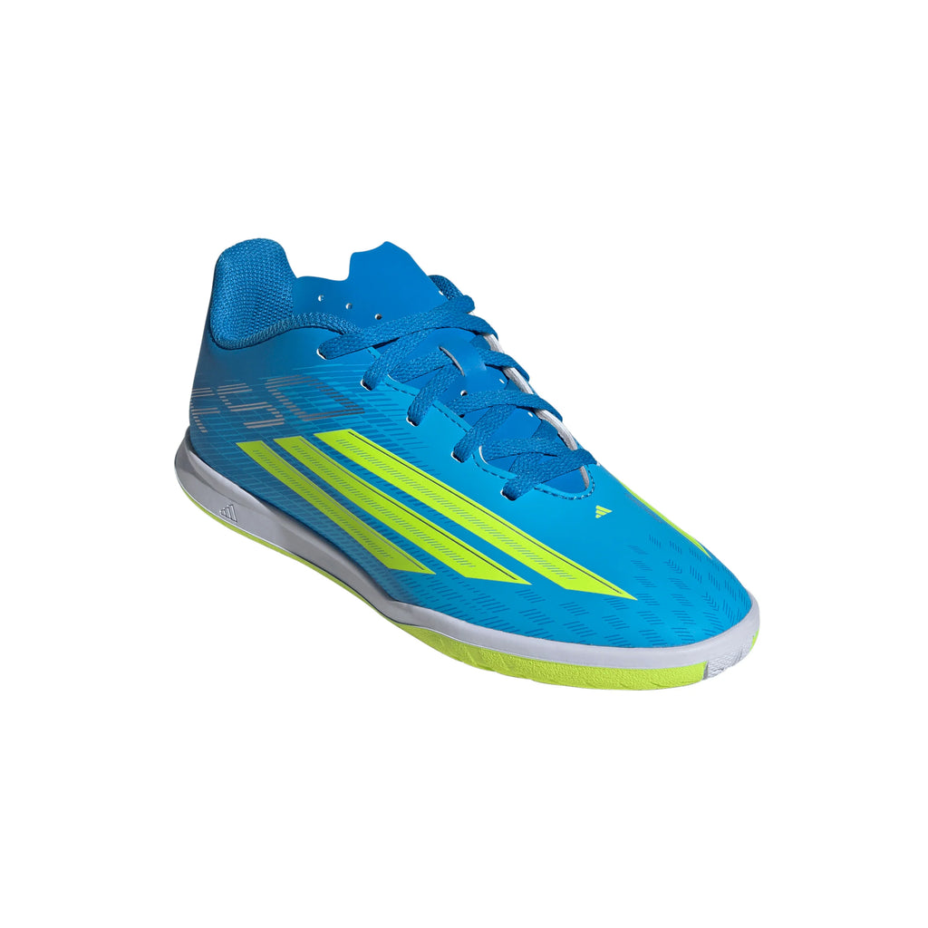 adidas F50 Club IN Indoor Youth Soccer Shoes Blue Yellow Aqua
