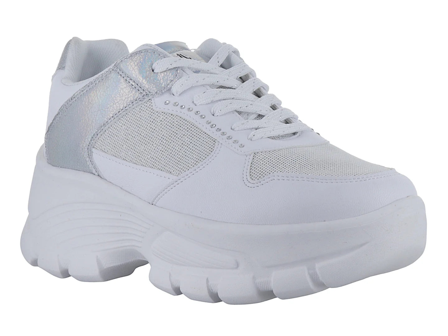 Tenis Clasben Fayeth Blanco Plata para Mujer