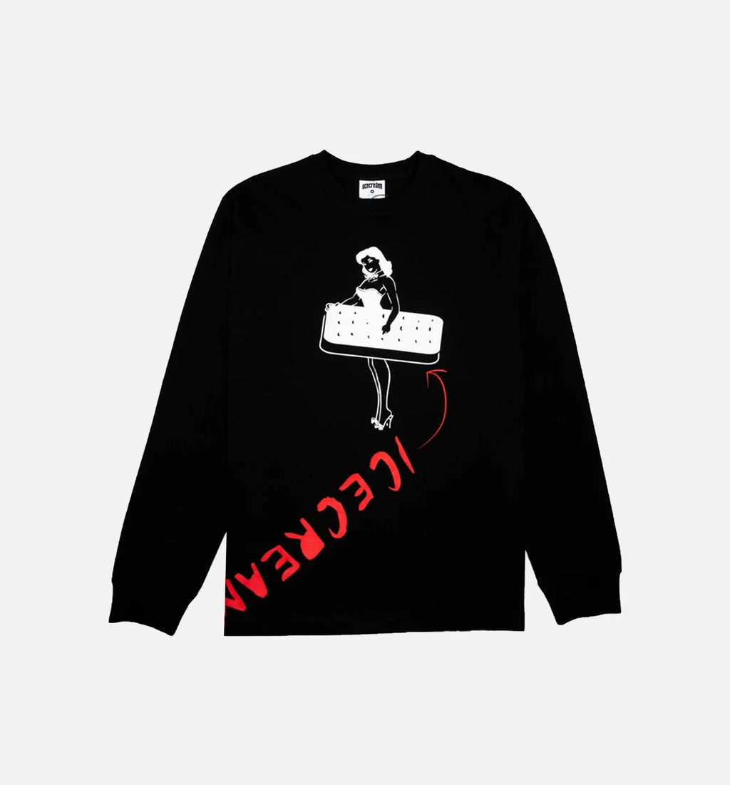 Streetwear Collection Sandwich Mens Long Sleeve T Shirt Black Black