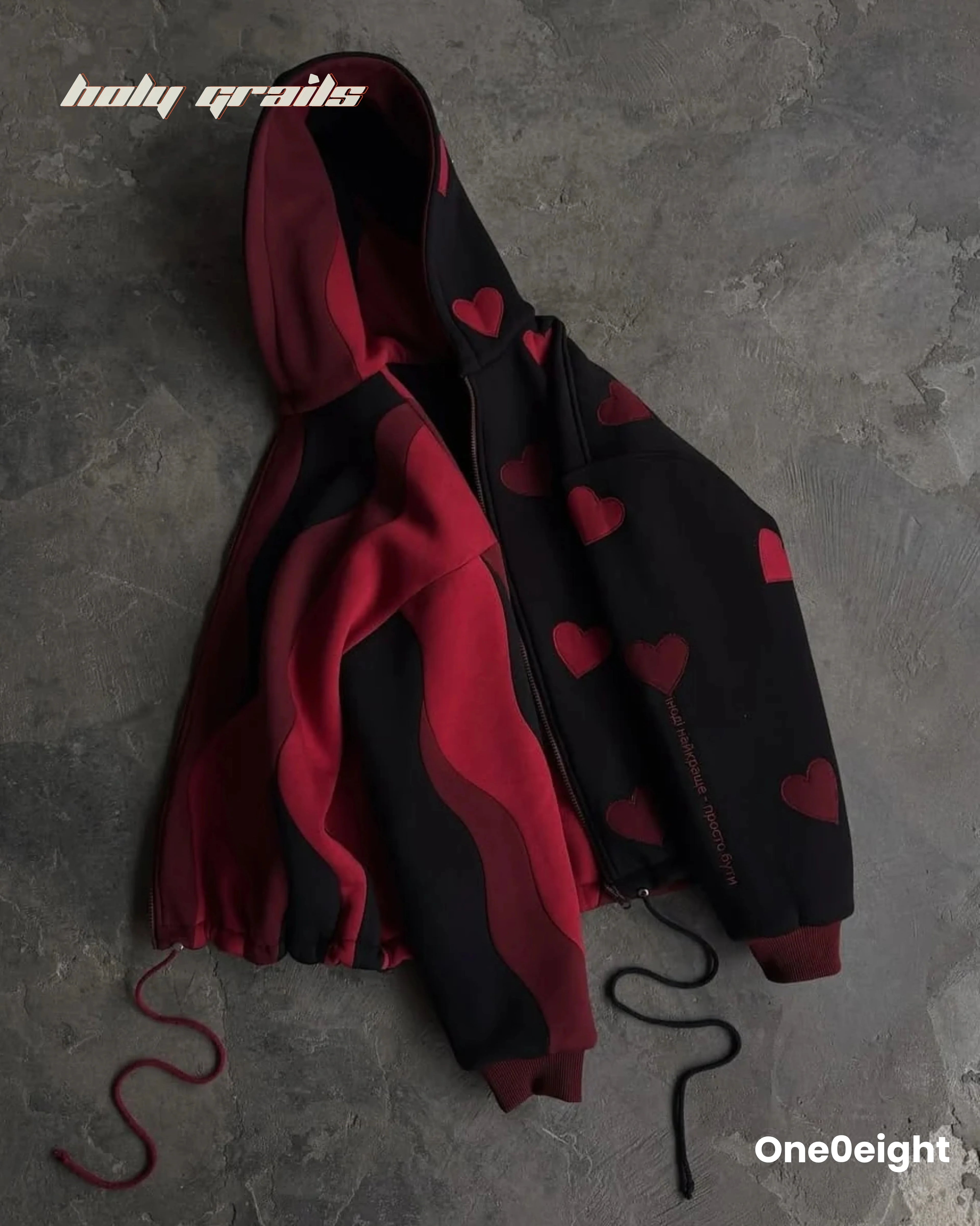 Heart on Fire Reversible Zipper Hoodie HG x One0eight