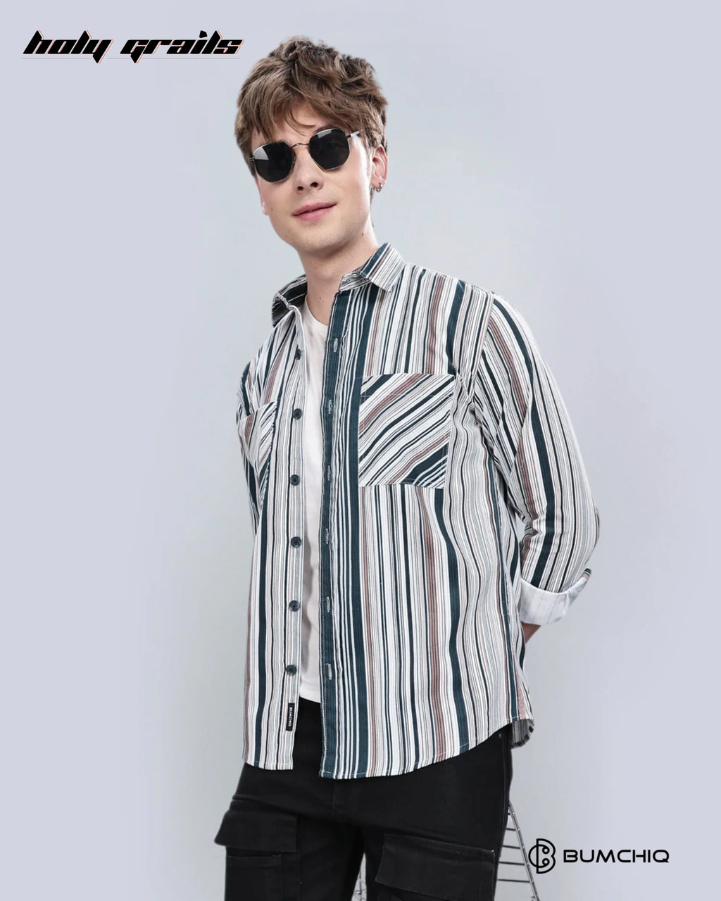 Green Cream Stripes Overshirt HG x Bumchiq