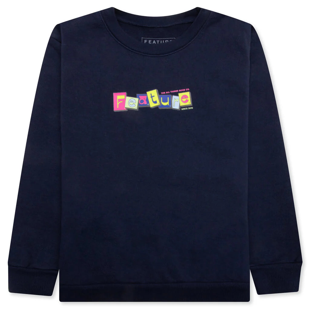 Kids Scrabble Crewneck Navy