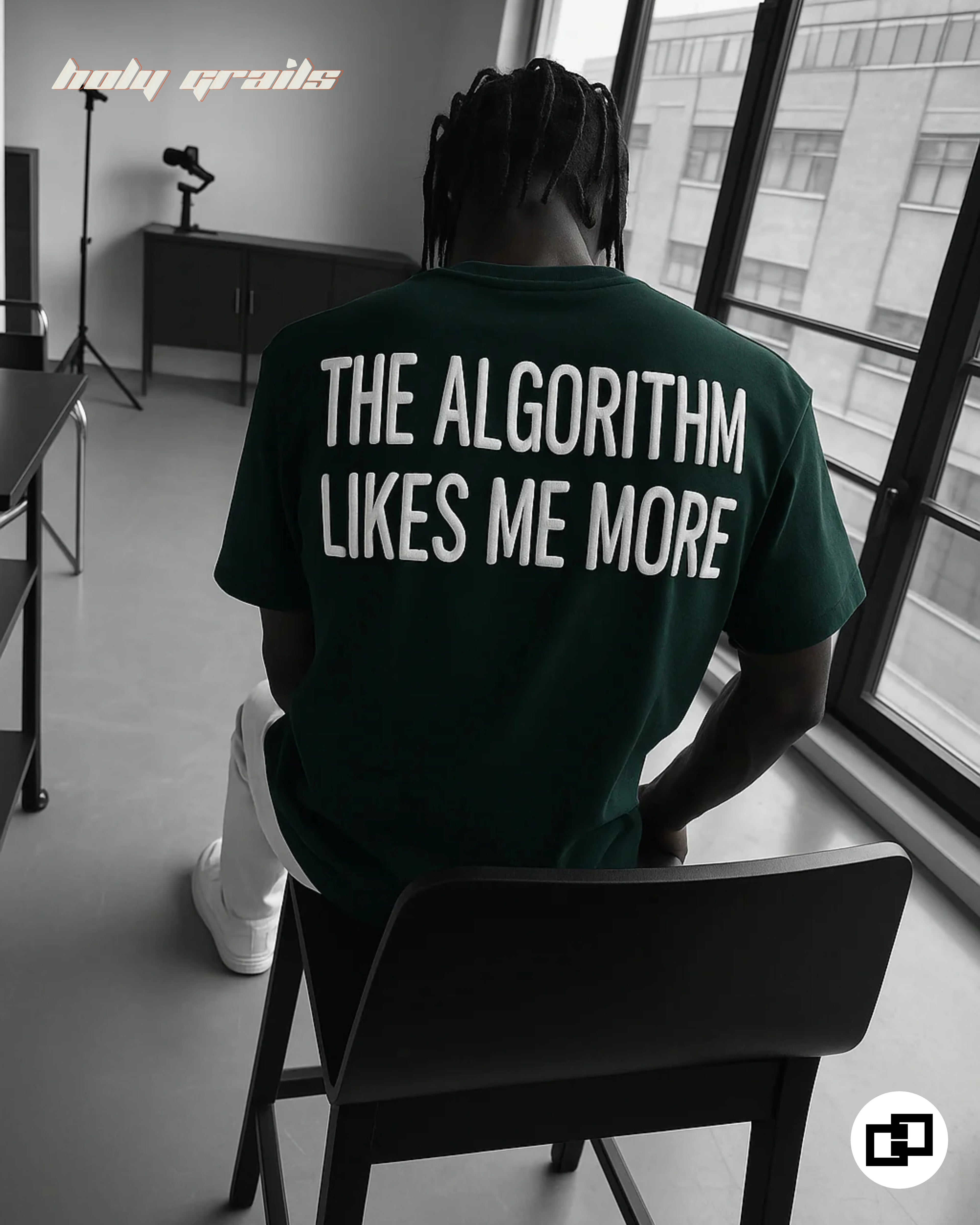 Algorithm Likes Me More Green Oversize Tee HG x Grey Hound Clothing