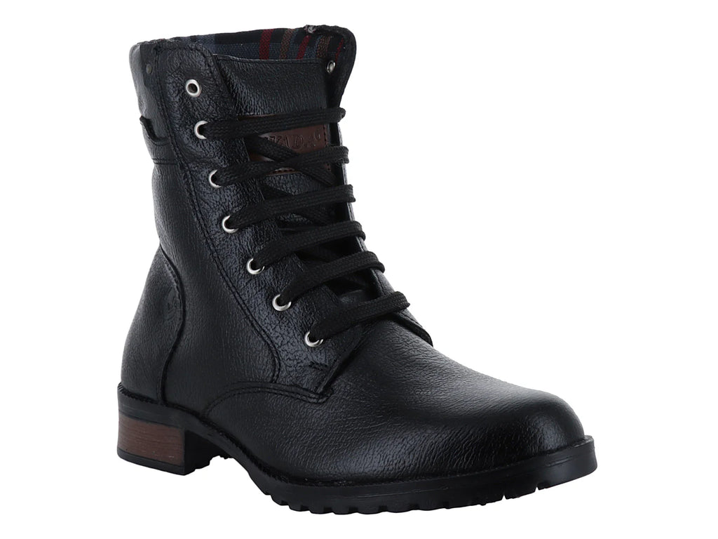Botas Militares Nevada Piel Sorrento Negro para Mujer
