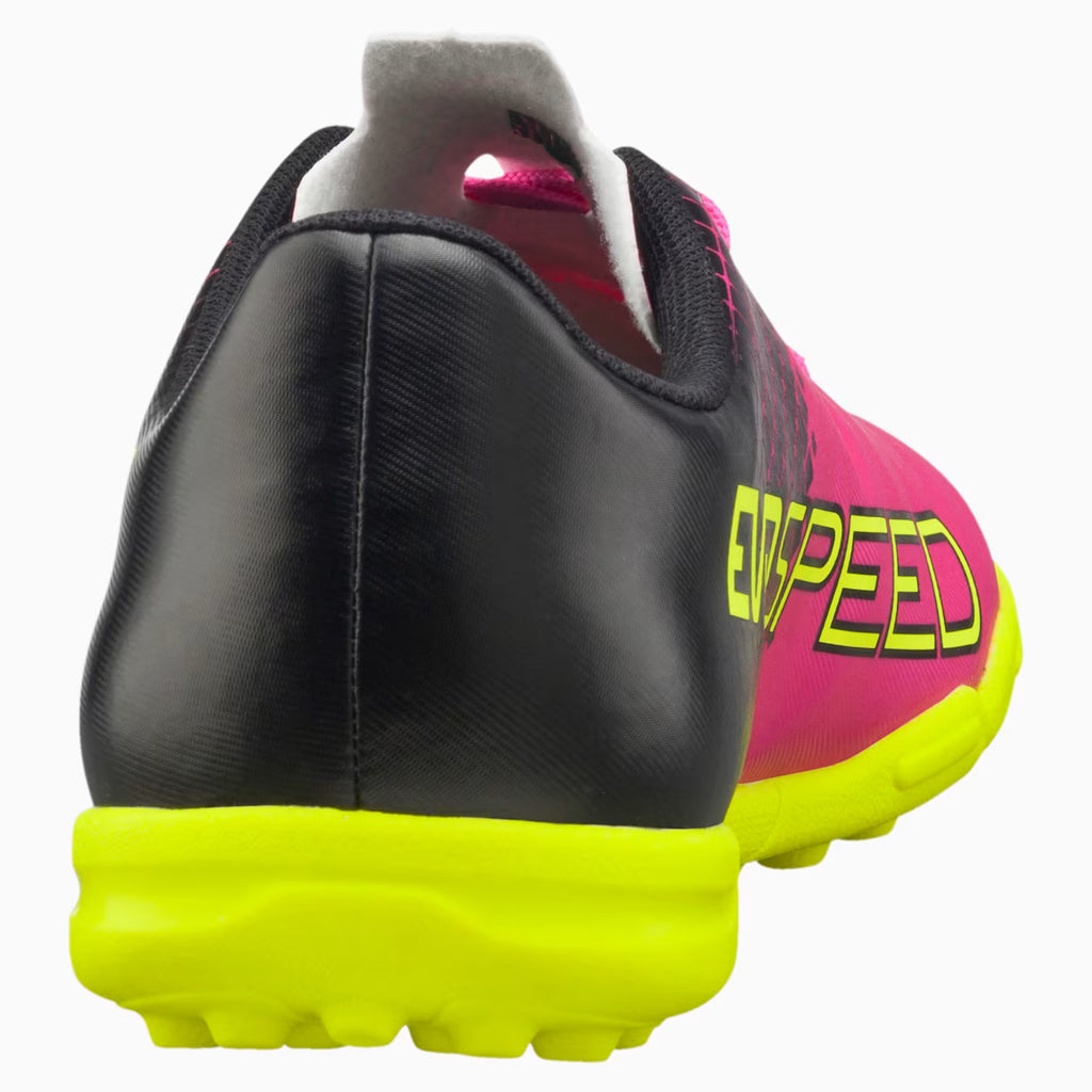 PUMA Evopower 43 Tricks TT JR Turf Youth Soccer Cleats Pink Glo Safety Yellow