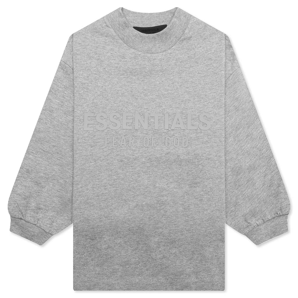 Kids L S Shirt Dark Heather Oatmeal