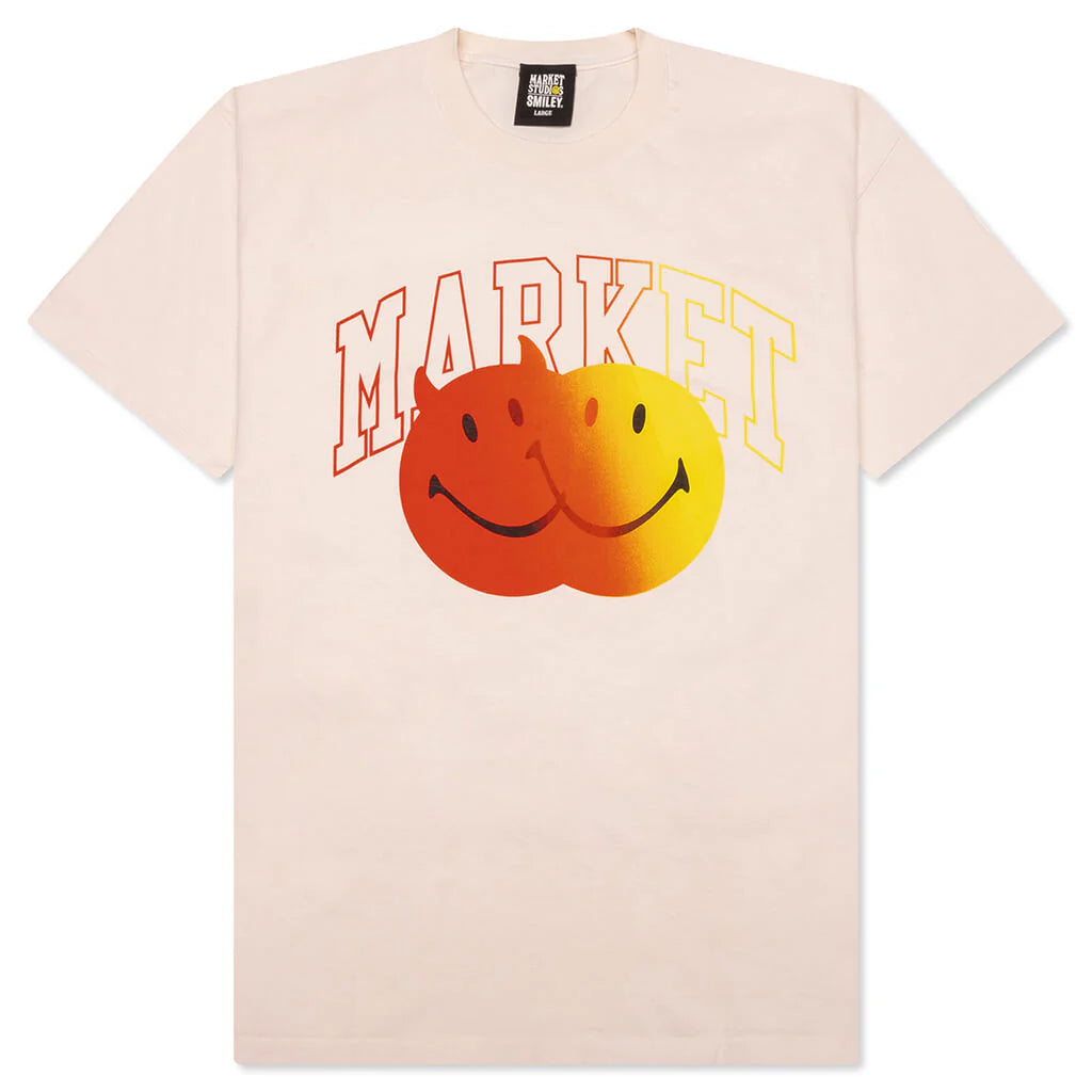 Smiley Good And Evil T Shirt Unbleached Cotton
