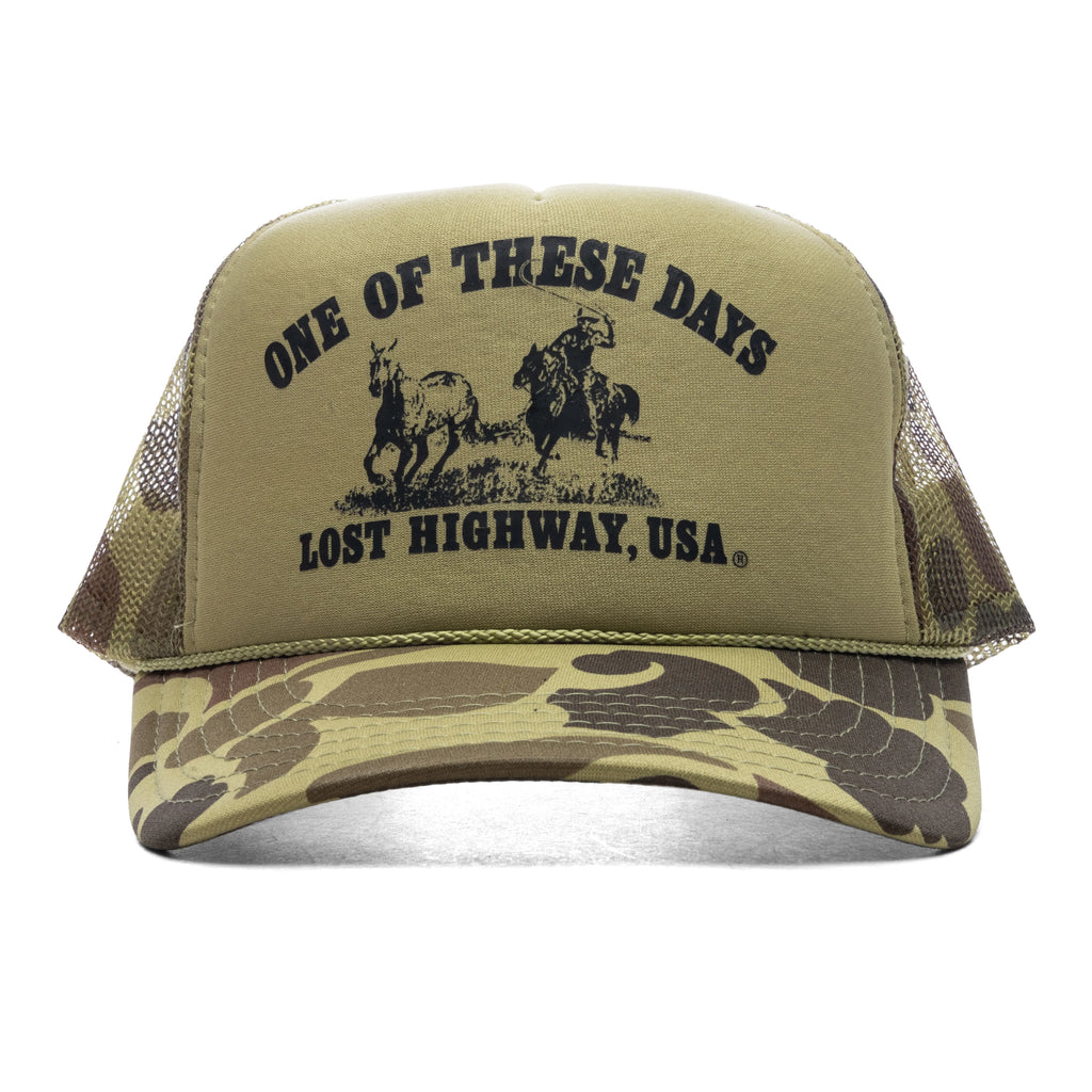 Lost Highway Foam Trucker Hat Light Green Camo