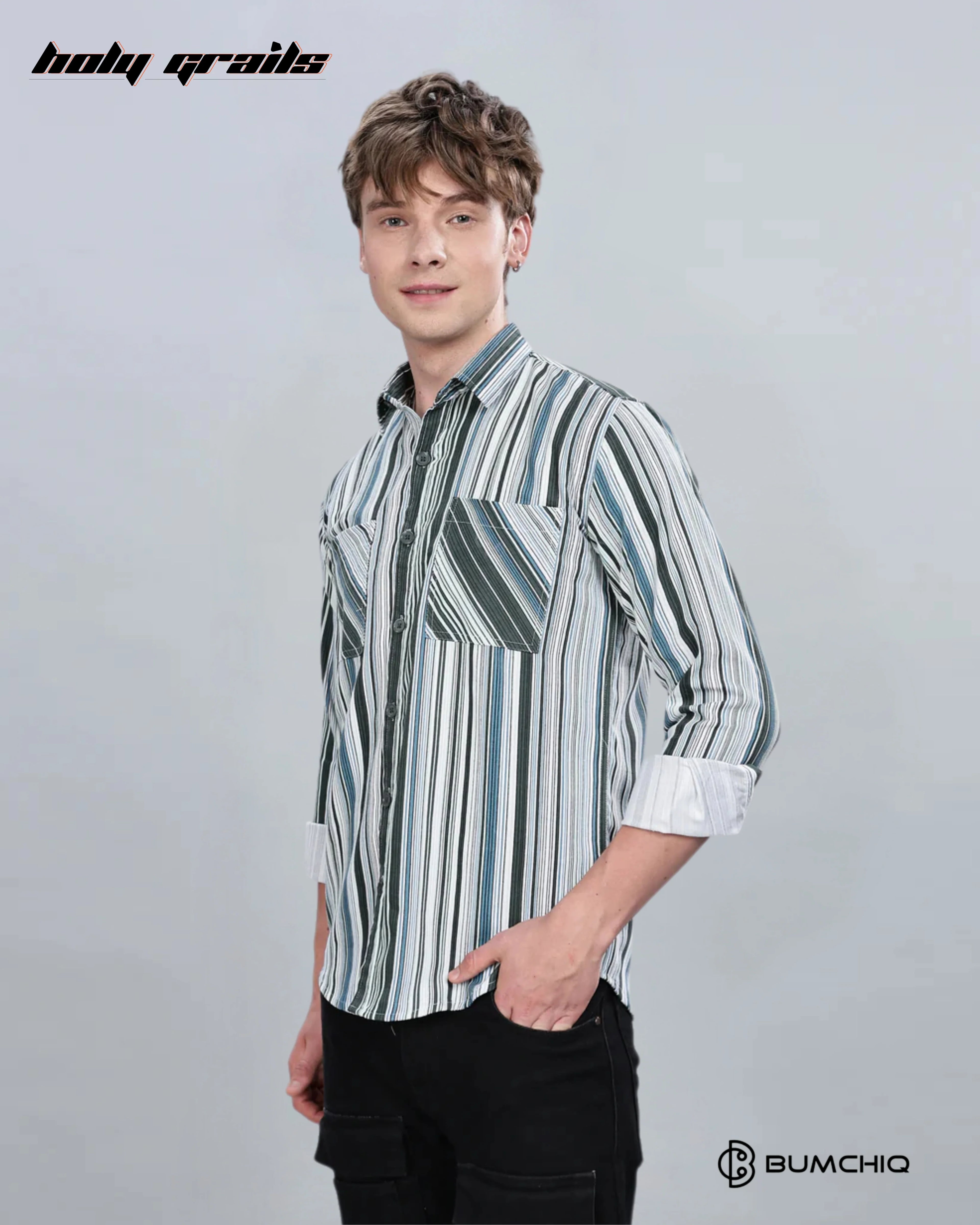 Green Blue Stripes Overshirt HG x Bumchiq