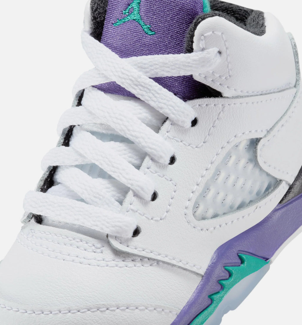 Air Jordan 5 Retro Grape Infant Toddler Lifestyle Shoe White New Emerald Grape Ice Black