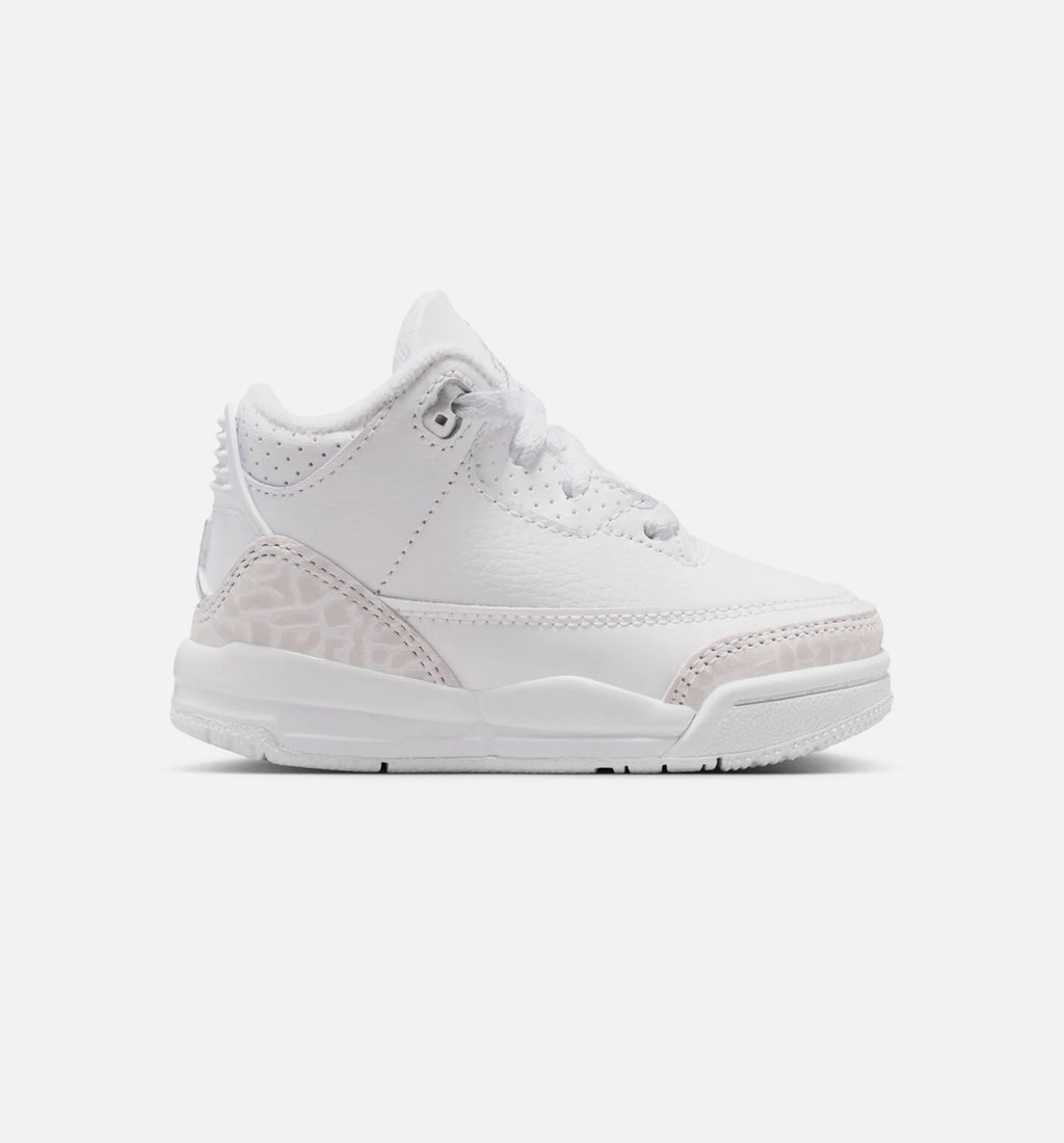 Air Jordan 3 Retro White And Silver Infant Toddler Lifestyle Shoe White Metallic Silver