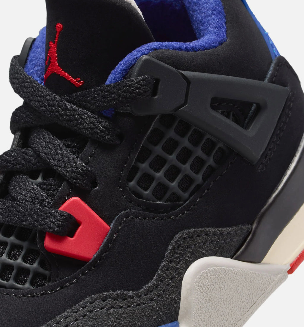 Air Jordan 4 Retro Rare Air Infant Toddler Lifestyle Shoe Black Fire Red Deep Royal Blue