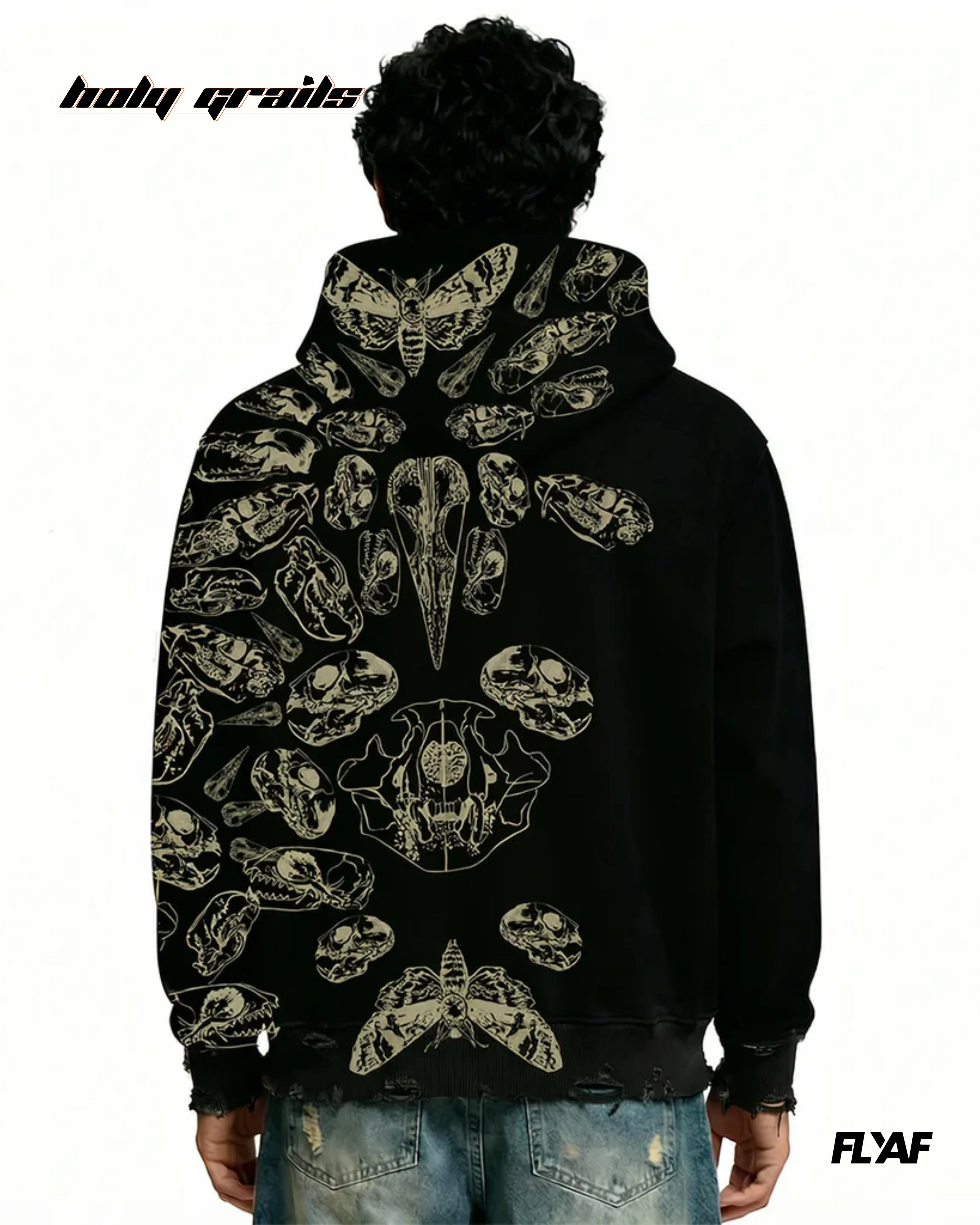 Fractured Pulse Black Zipper Hoodie HG x FLYAF
