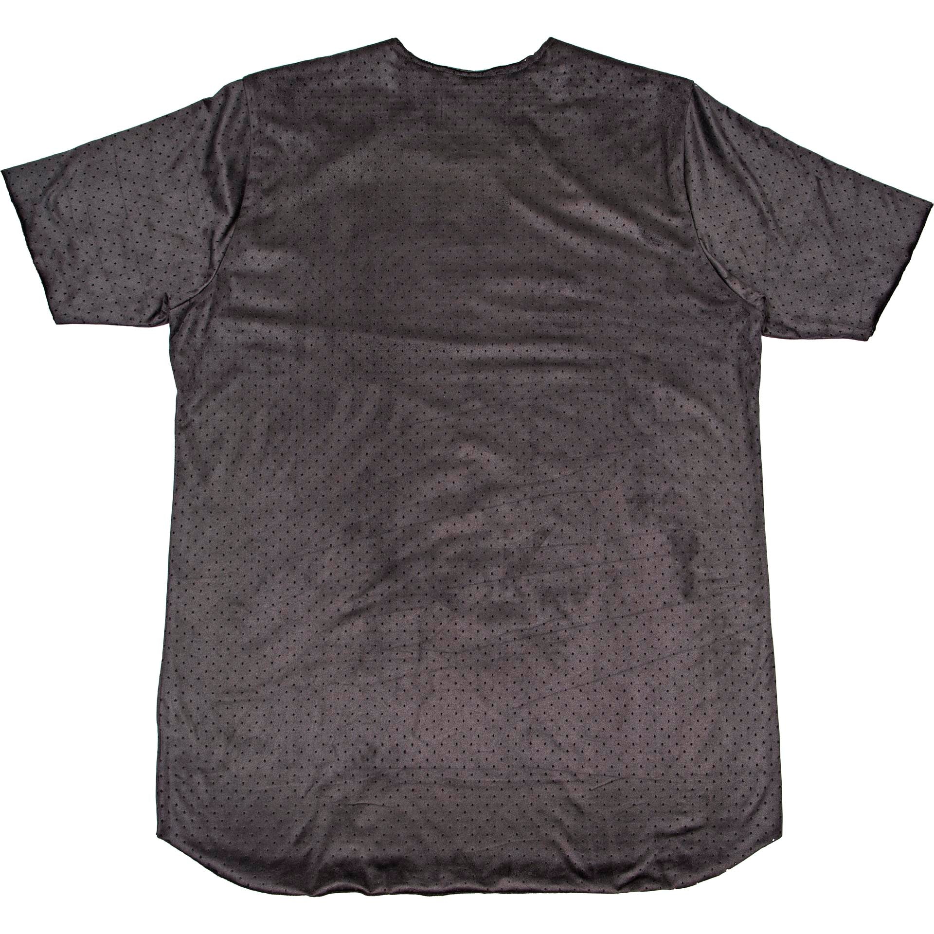 Double Layer Micro Suede Long Tee Mens T Shirt Black