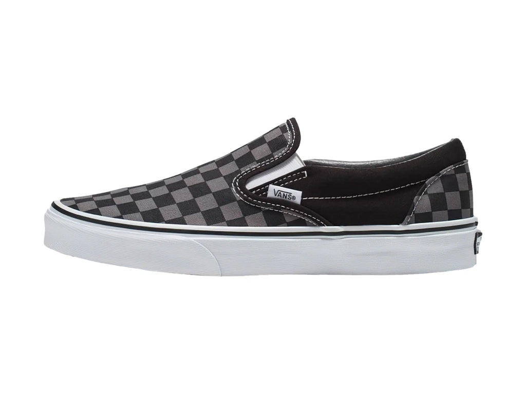 Tenis Vans Classic Slip On Negro con Cuadros Gris