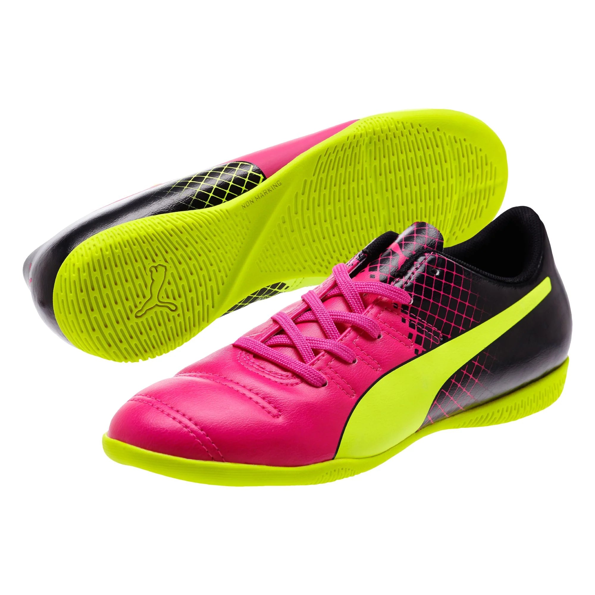 PUMA Kids Evopower 43 Tricks IT Indoor Boots JR Pink Glo Safety Yellow