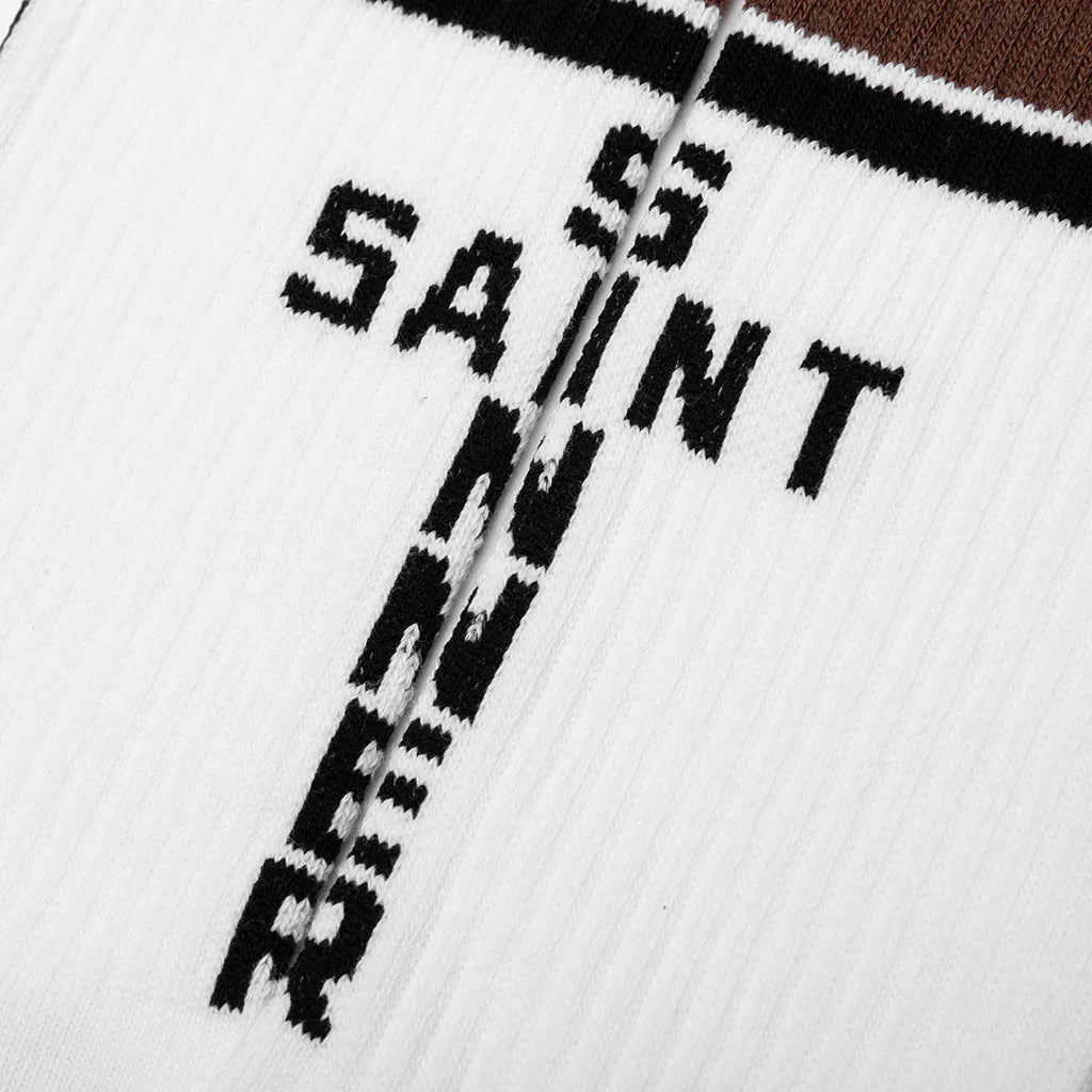Saint Sinner Socks White Brown