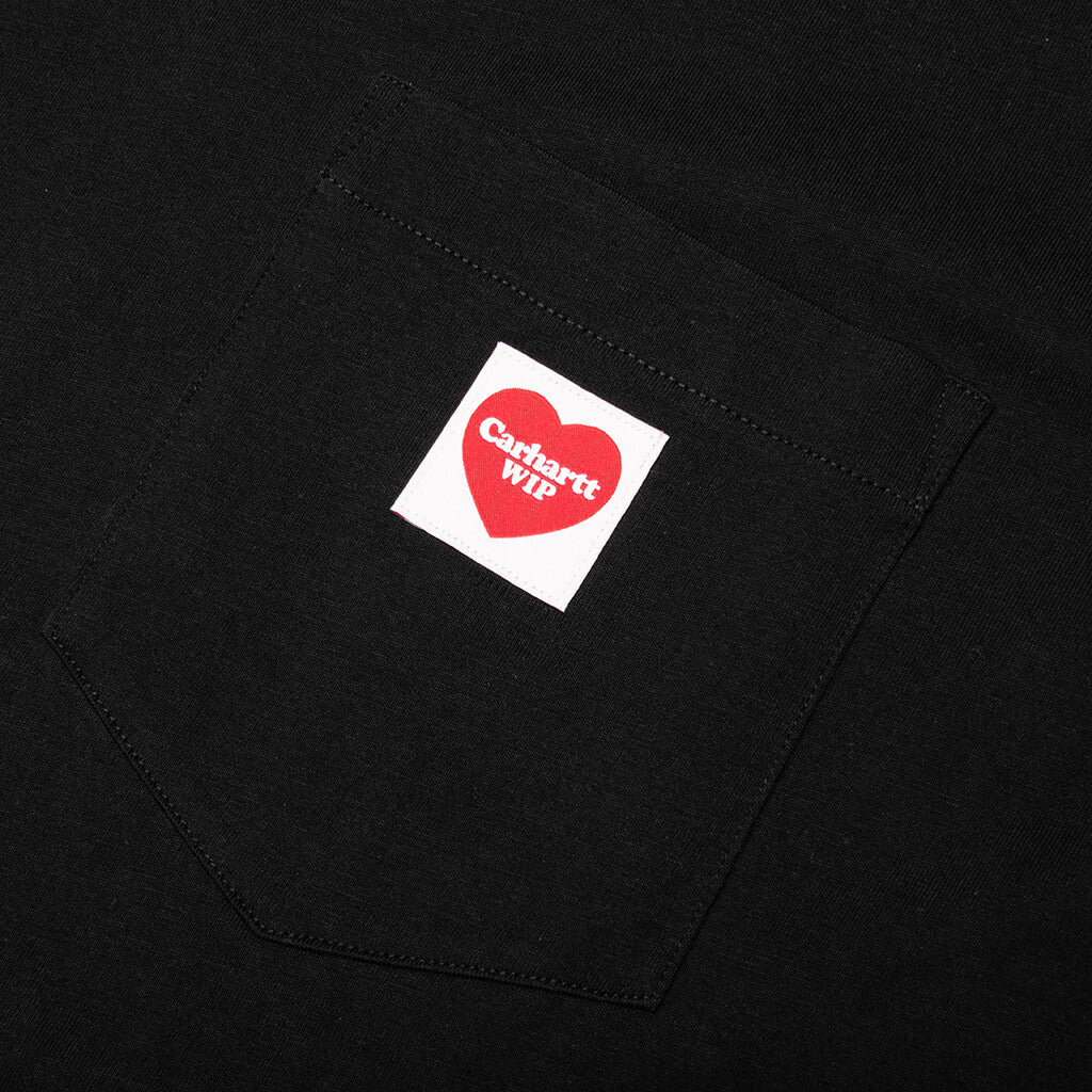 S S Pocket Heart T Shirt Black Red
