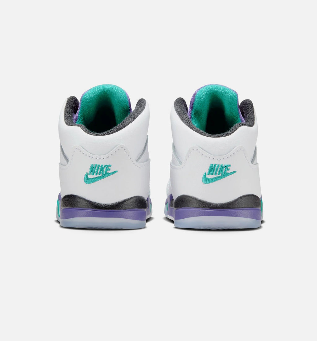 Air Jordan 5 Retro Grape Infant Toddler Lifestyle Shoe White New Emerald Grape Ice Black