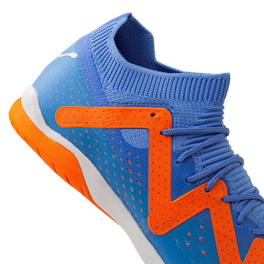 PUMA Future Match IT Indoor Soccer Shoes Blue Glimmer White Ultra Orange