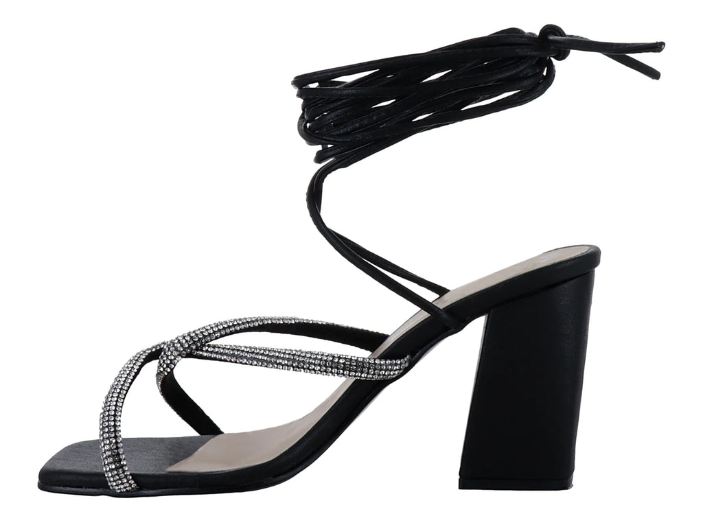 Sandalias de Tacón Cuadrado Roze Negro para Mujer