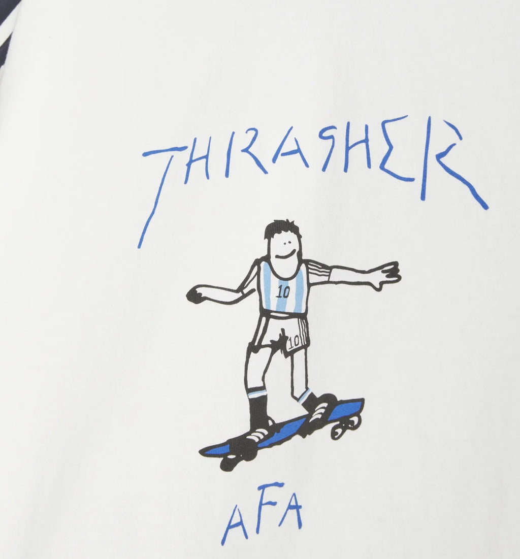 Argentina x Thrasher Ringer Mens Short Sleeve Shirt White Black
