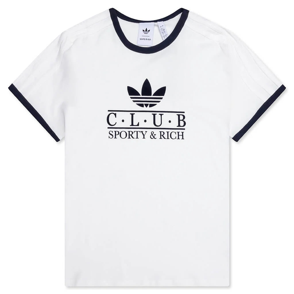 Womens Adidas x Sporty Rich T Shirt Core White Night Navy