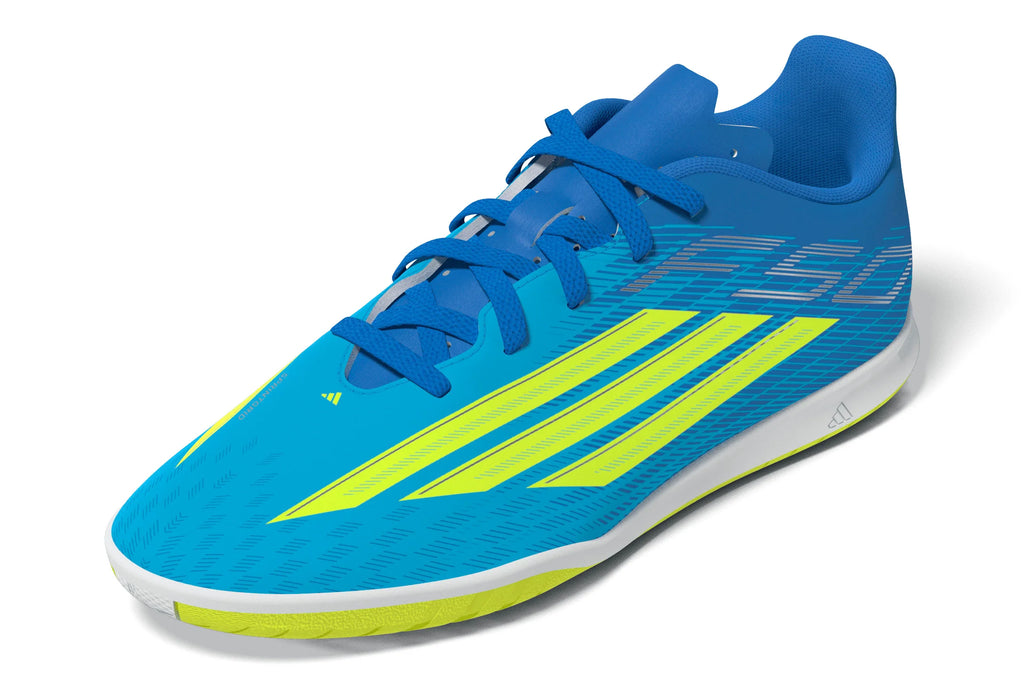 adidas F50 Club IN Indoor Youth Soccer Shoes Blue Yellow Aqua