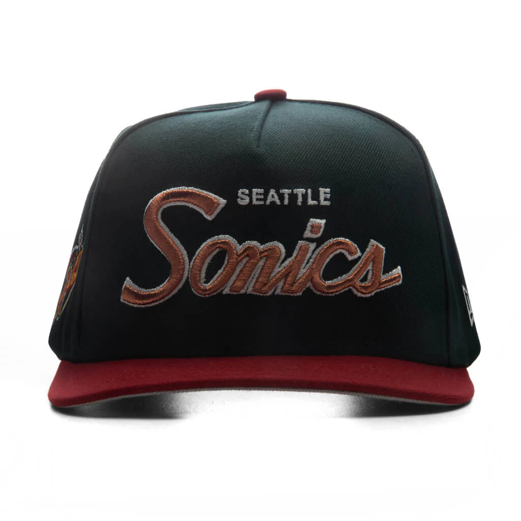 9FIFTY A Frame Curved Hardwood Classics Script Snapback Seattle Supersonics