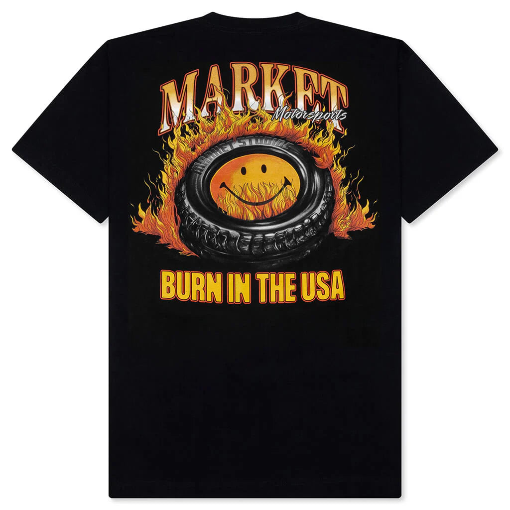 Smiley Burnt Rubber T Shirt Pirate Black