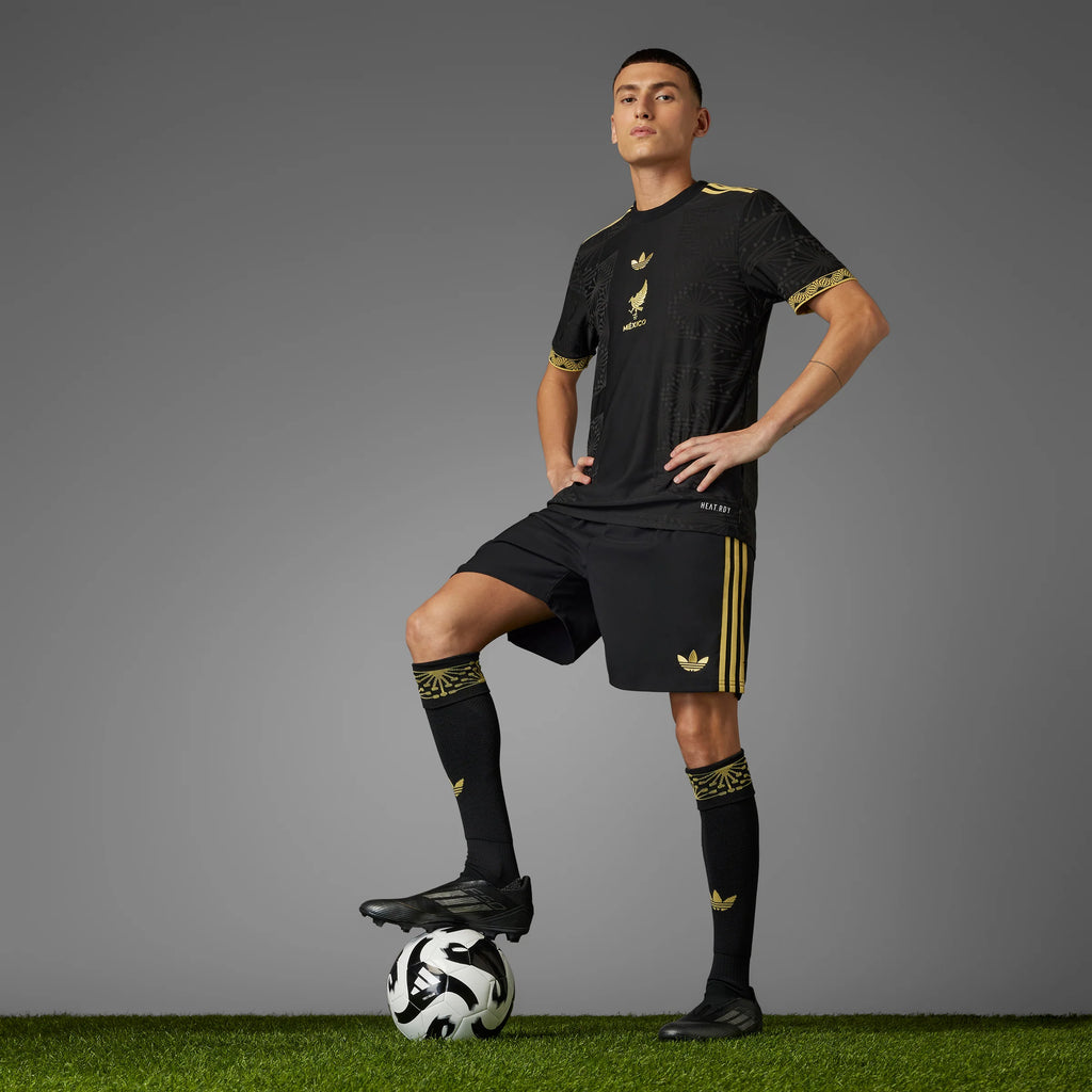 adidas Mexico 25 Gold Mens Soccer Shorts Black