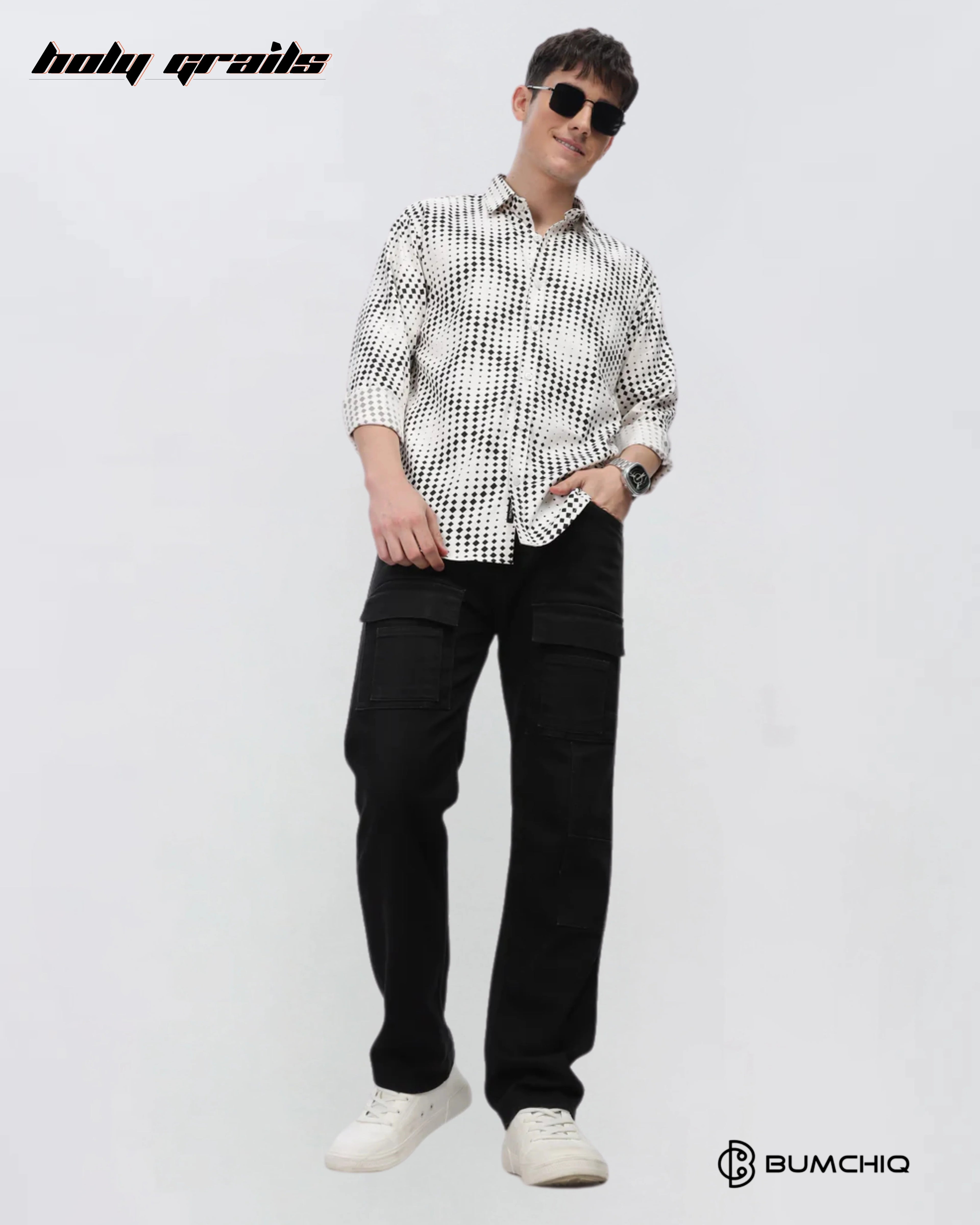 Black Dotted Abstract White Shirt HG x Bumchiq