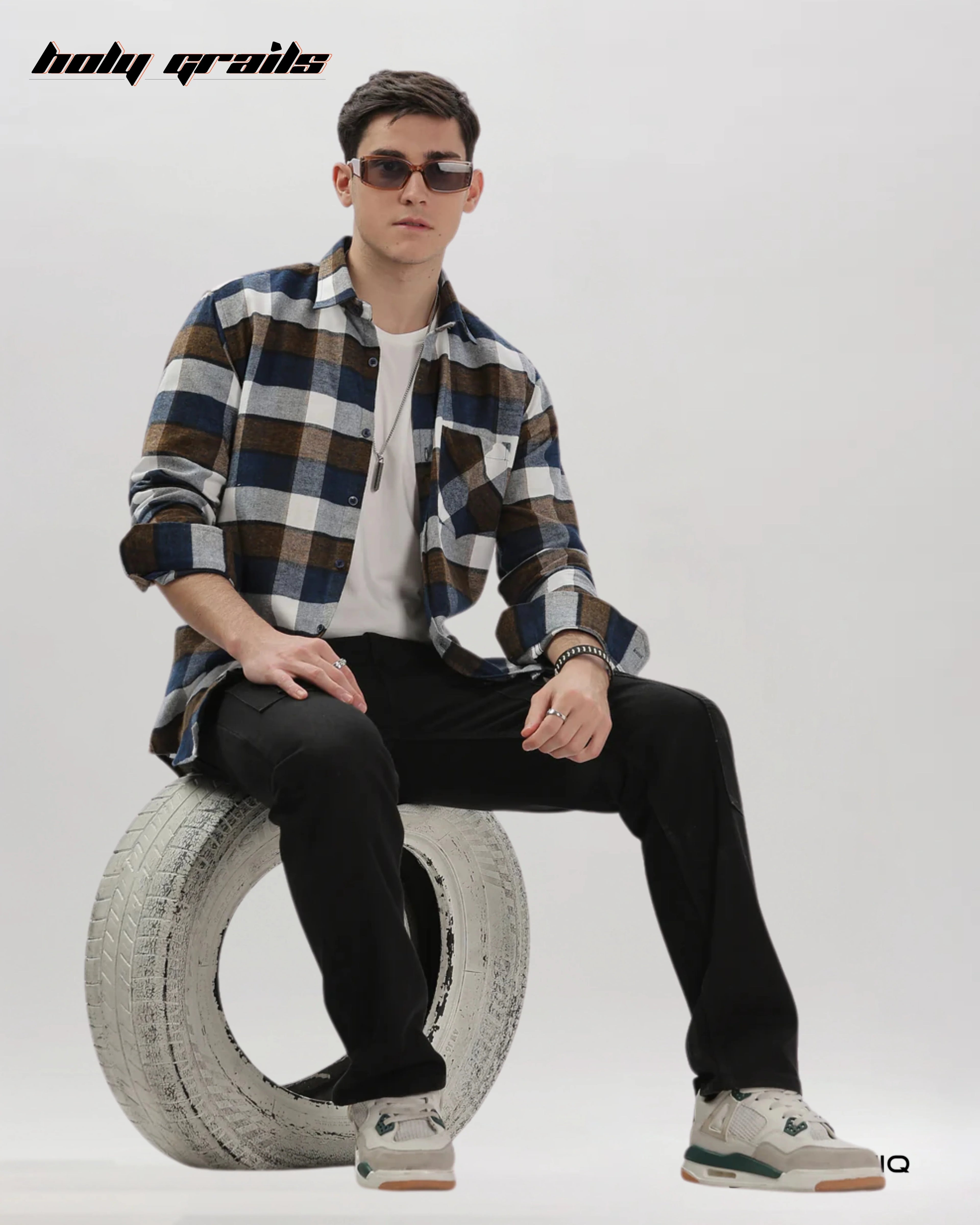 Blue Brown Flannel Overshirt HG x Bumchiq
