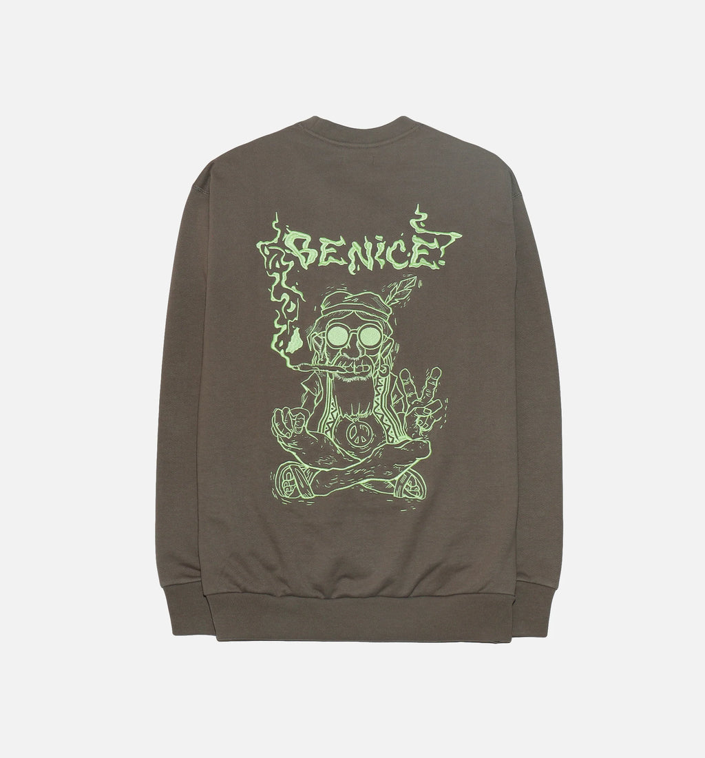 Be Nice Smoke Fleece Crew Mens Crew Granite