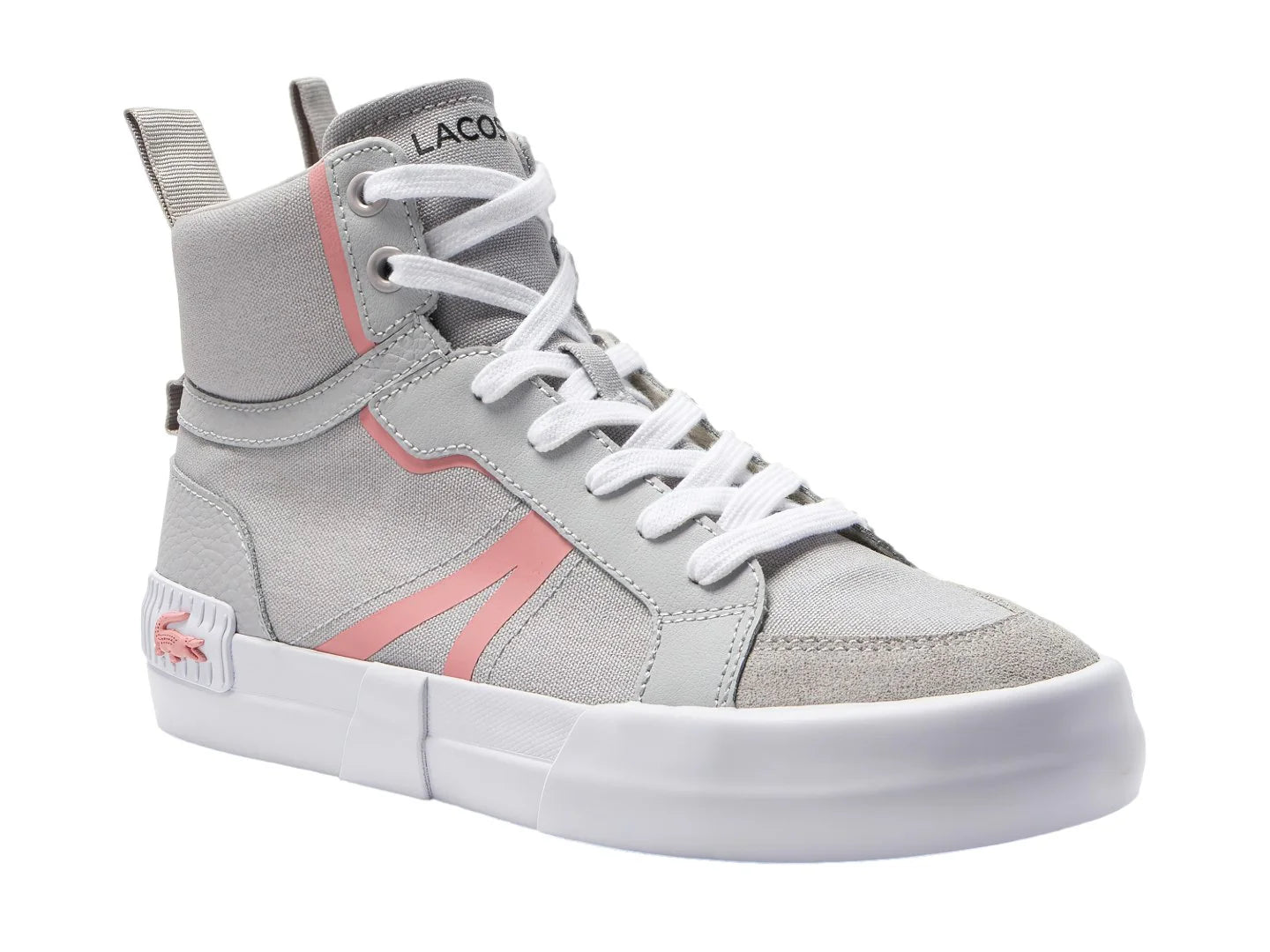 Tenis Lacoste L004 Mid Gris y Rosa para Mujer