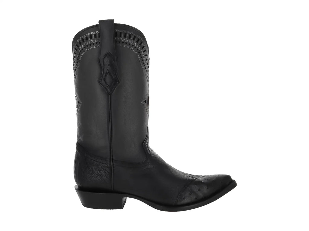 Botas Vaqueras Cuadra de Piel de Avestruz Negro