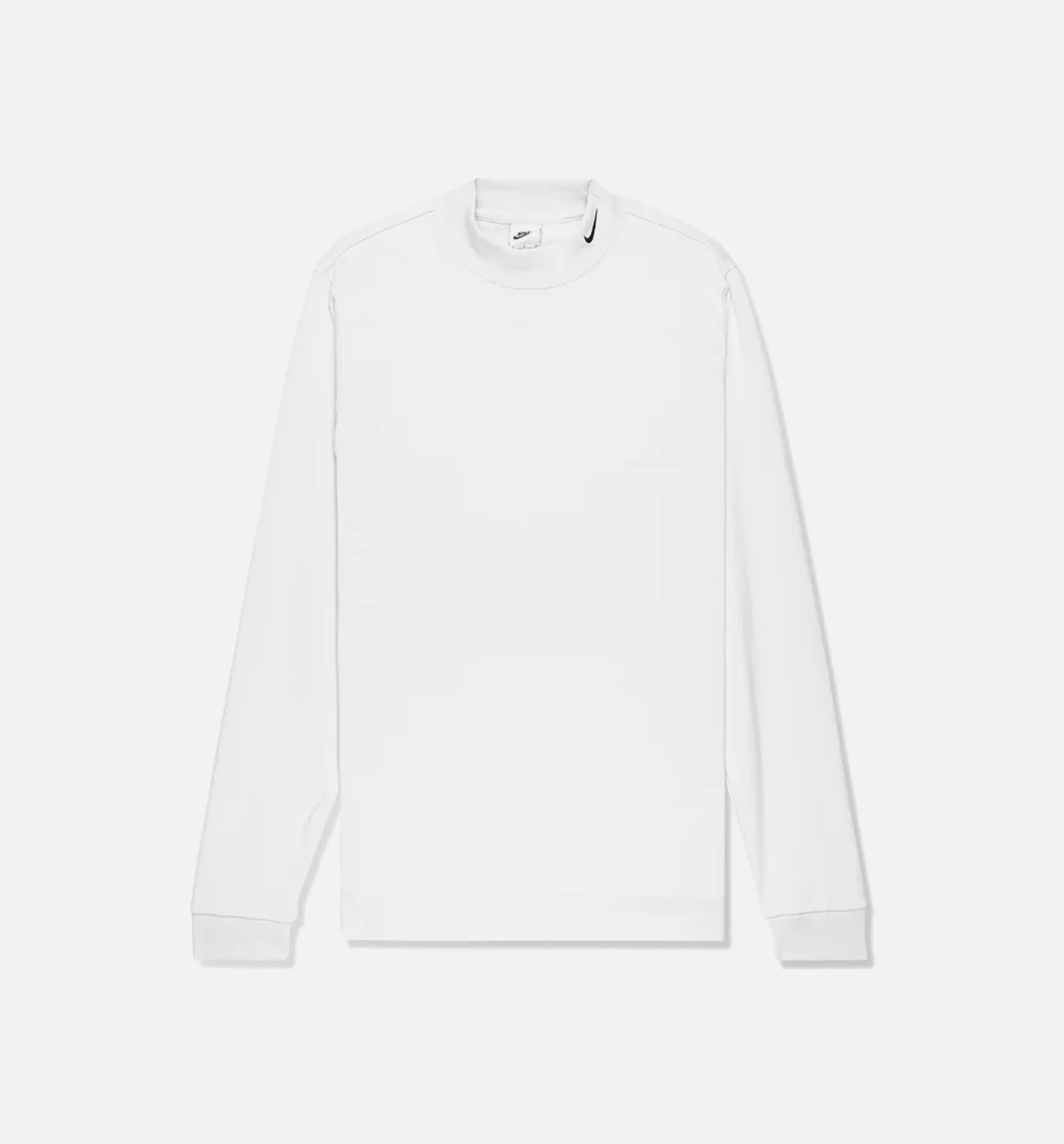 Mock Neck Mens Long Sleeve Shirt White
