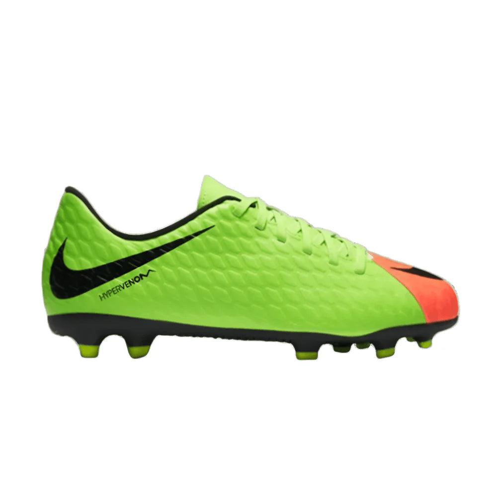 Nike Kids Jr Hypervenom Phade III FG Firm Ground Football Boot Electric Green Black