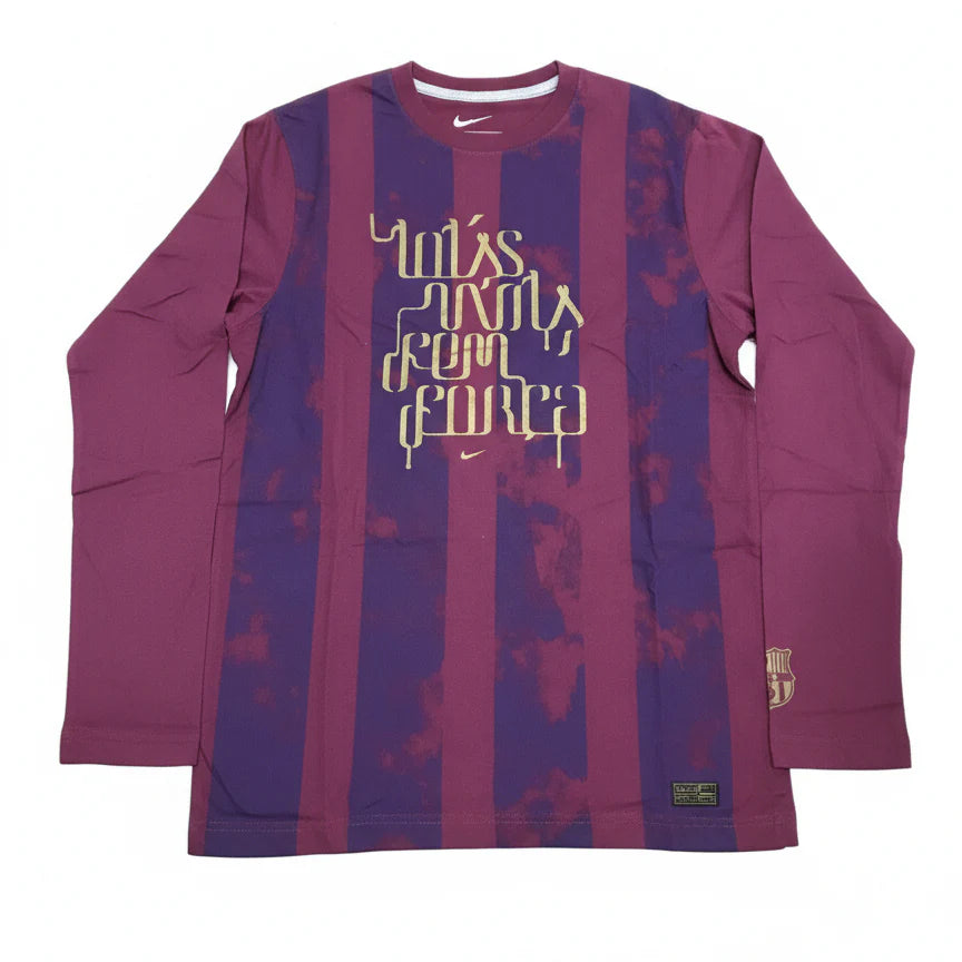 Nike FC Barcelona Authentic Long Sleeve Cotton Top Red Blue
