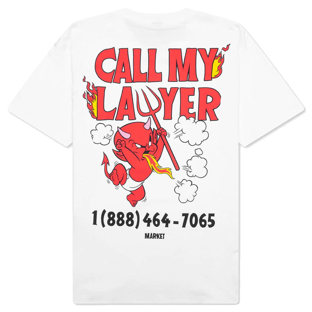 Market x Hot Stuff Call My Lawyer S S T Shirt White
