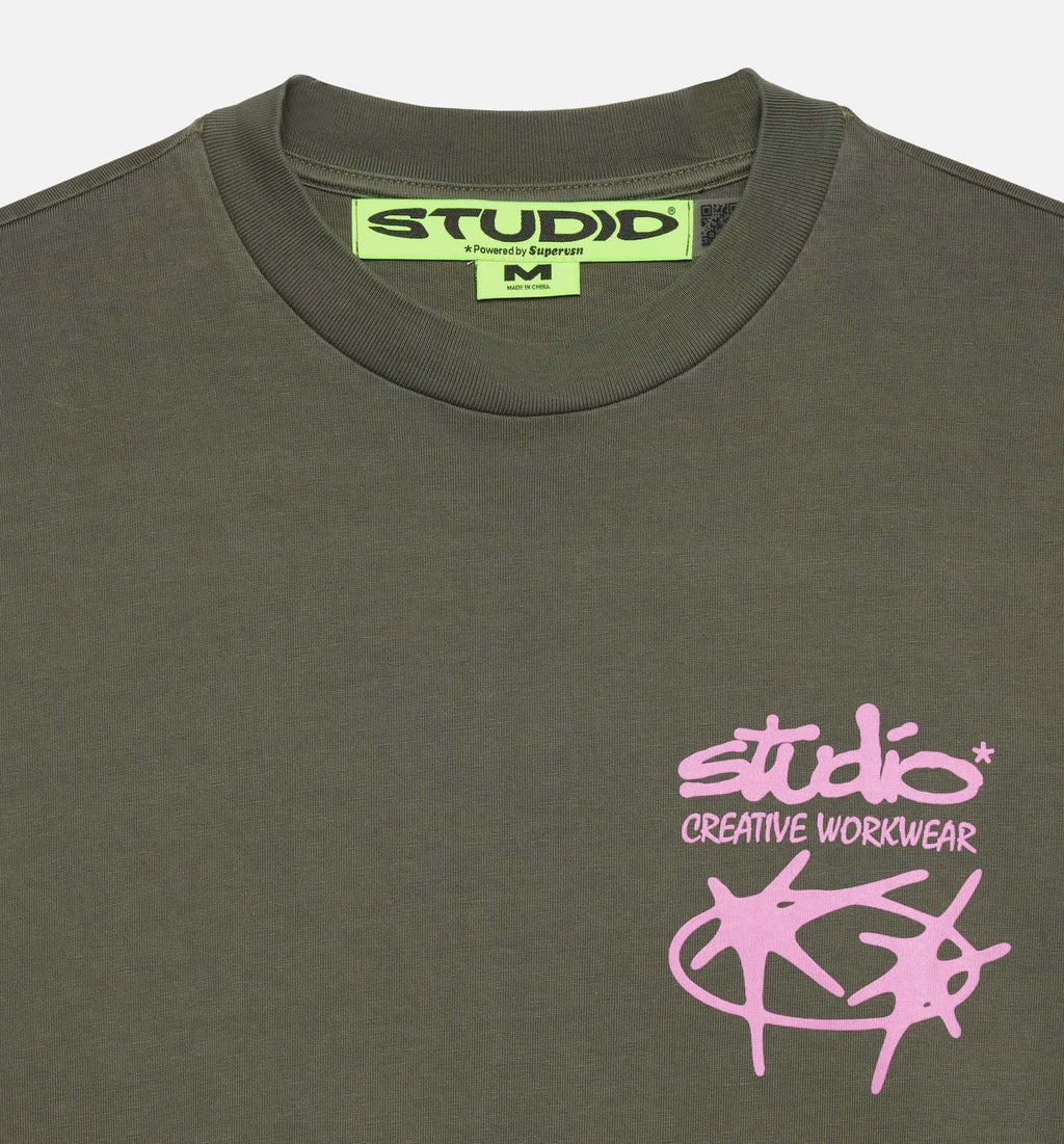 Studio Flora Mens Long Sleeve Shirt Olive