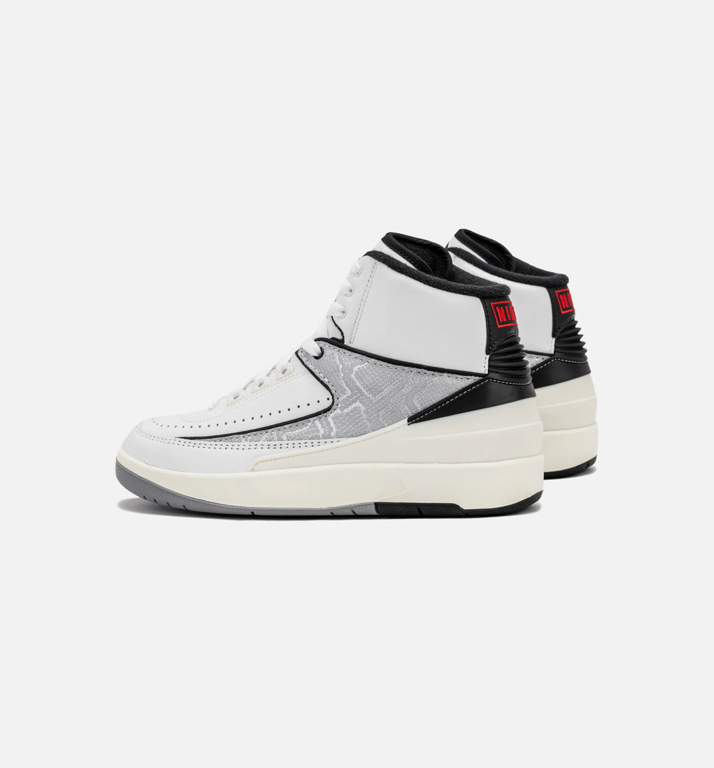 Air Jordan 2 Retro Python Grade School Lifestyle Shoe White Fire Red Black Sail Cement Grey