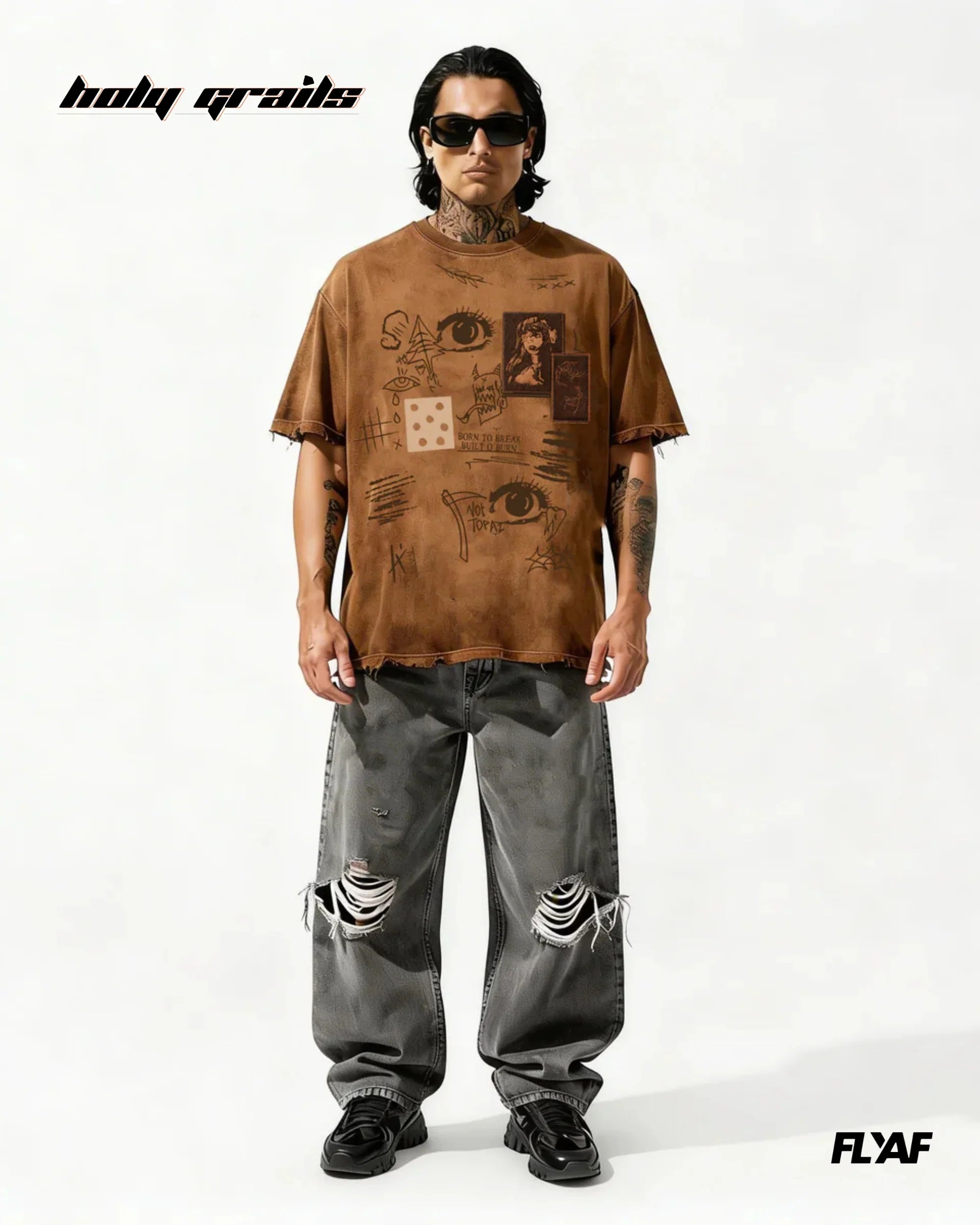 Cryptic Canvas Brown Tee HG x FLYAF